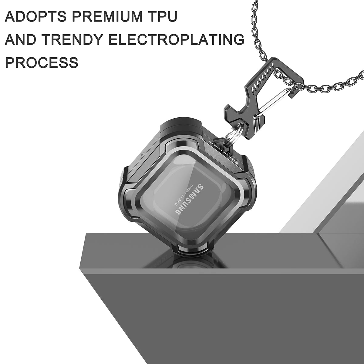 Dexnor Earphone Case For Samsung Galaxy Buds Live / Pro / Buds2 / Buds2 Pro /FE(2023) with Secure Lock and Carabiner Full Body Bumper Shockproof Rugged Cover Electroplating version.