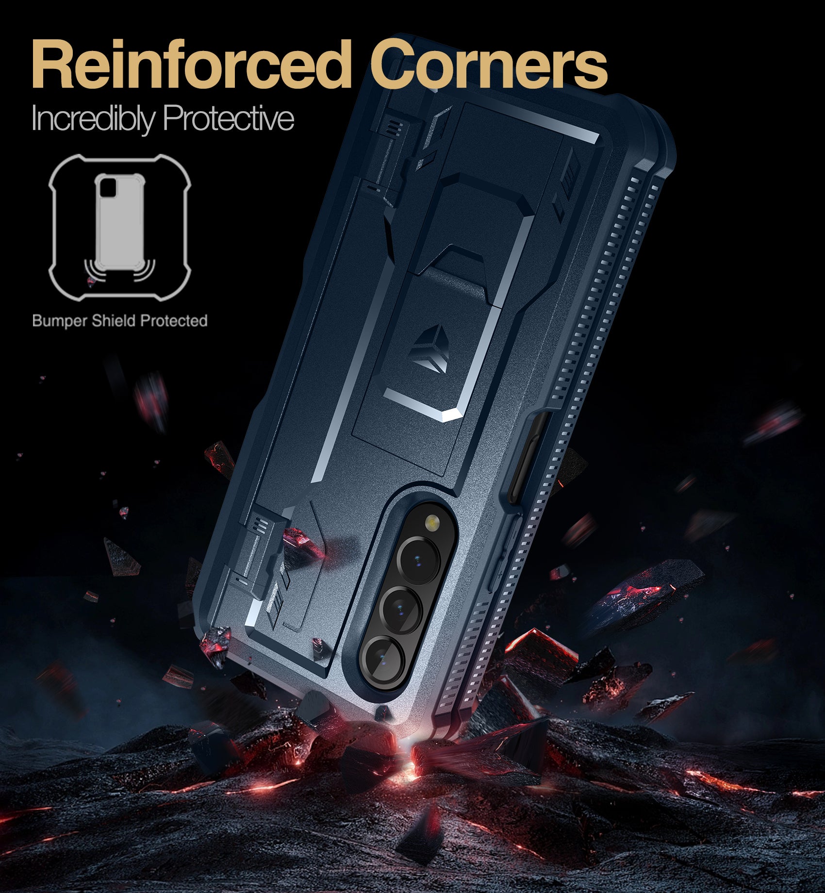 Dexnor Case for Samsung Galaxy Z Fold 3 With Hinge Coverage Screen Protector Full Body Bumper Kickstand Heavy-duty Shockproof Rugged Cover.