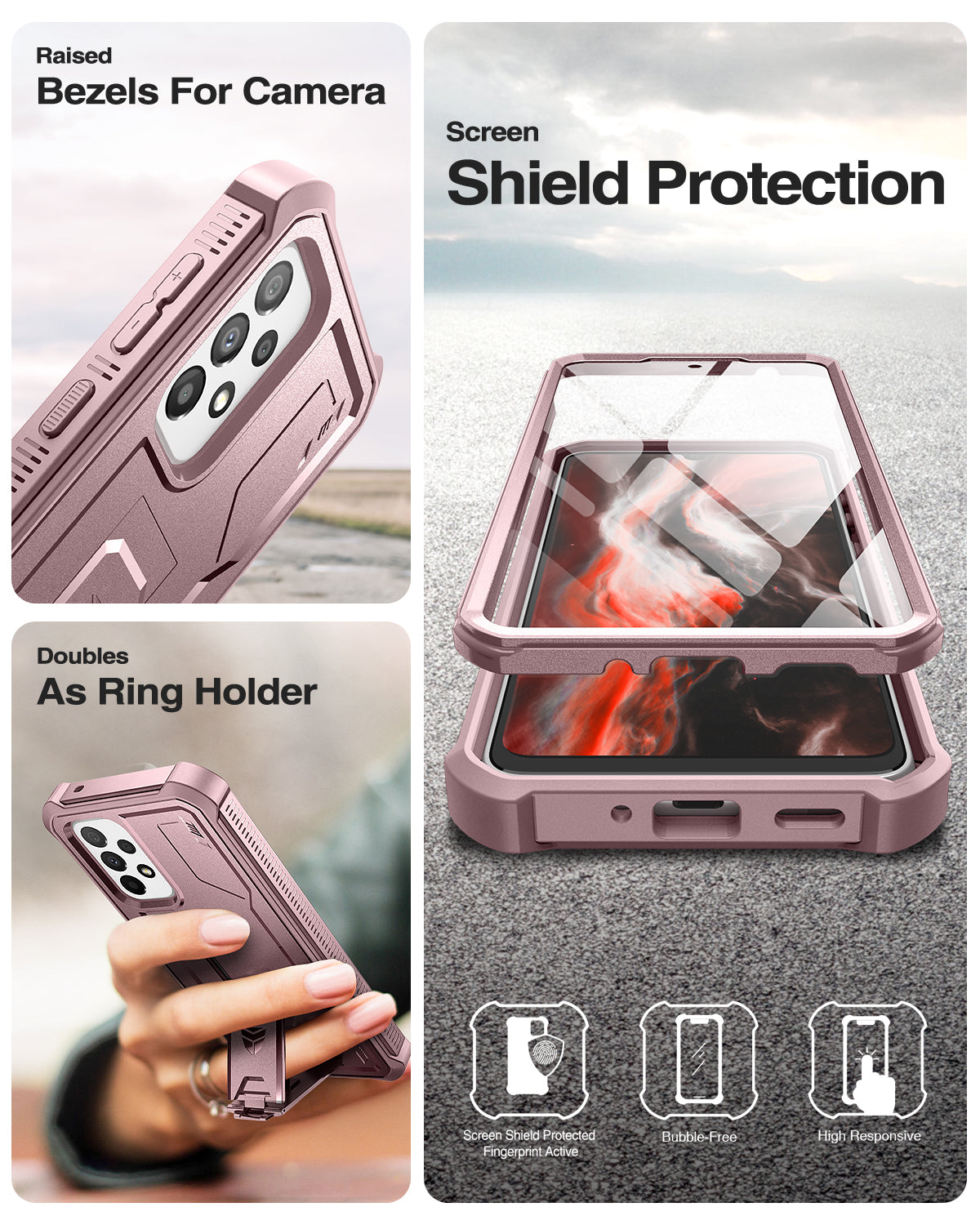 Dexnor Case for Samsung Galaxy A33 5G With Single Screen Protector Full Body Bumper Kickstand Heavy-duty Shockproof Rugged Cover.