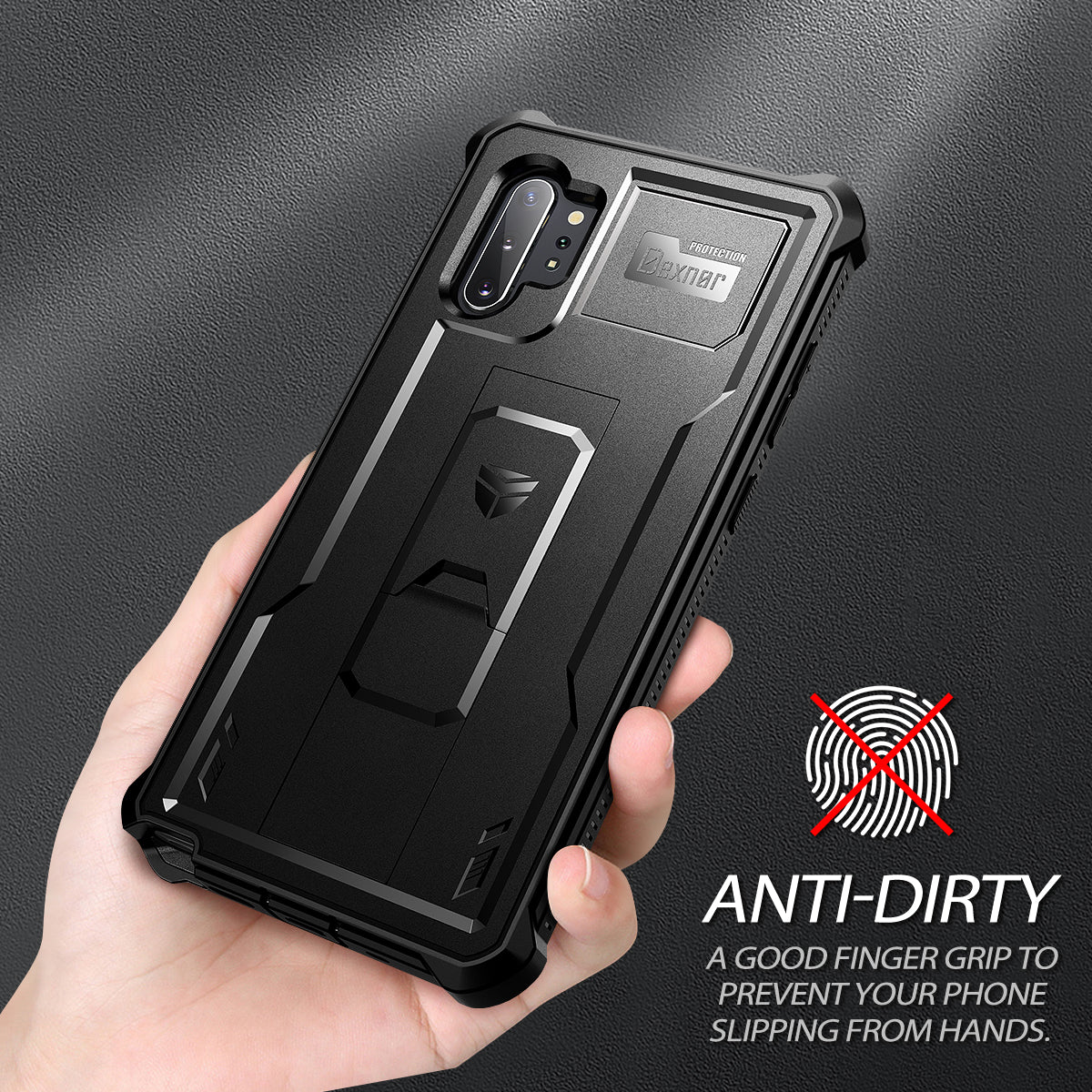 Dexnor Case for Samsung Galaxy Note 10+ With Single Screen Protector Full Body Bumper Kickstand Heavy-duty Shockproof Rugged Cover.