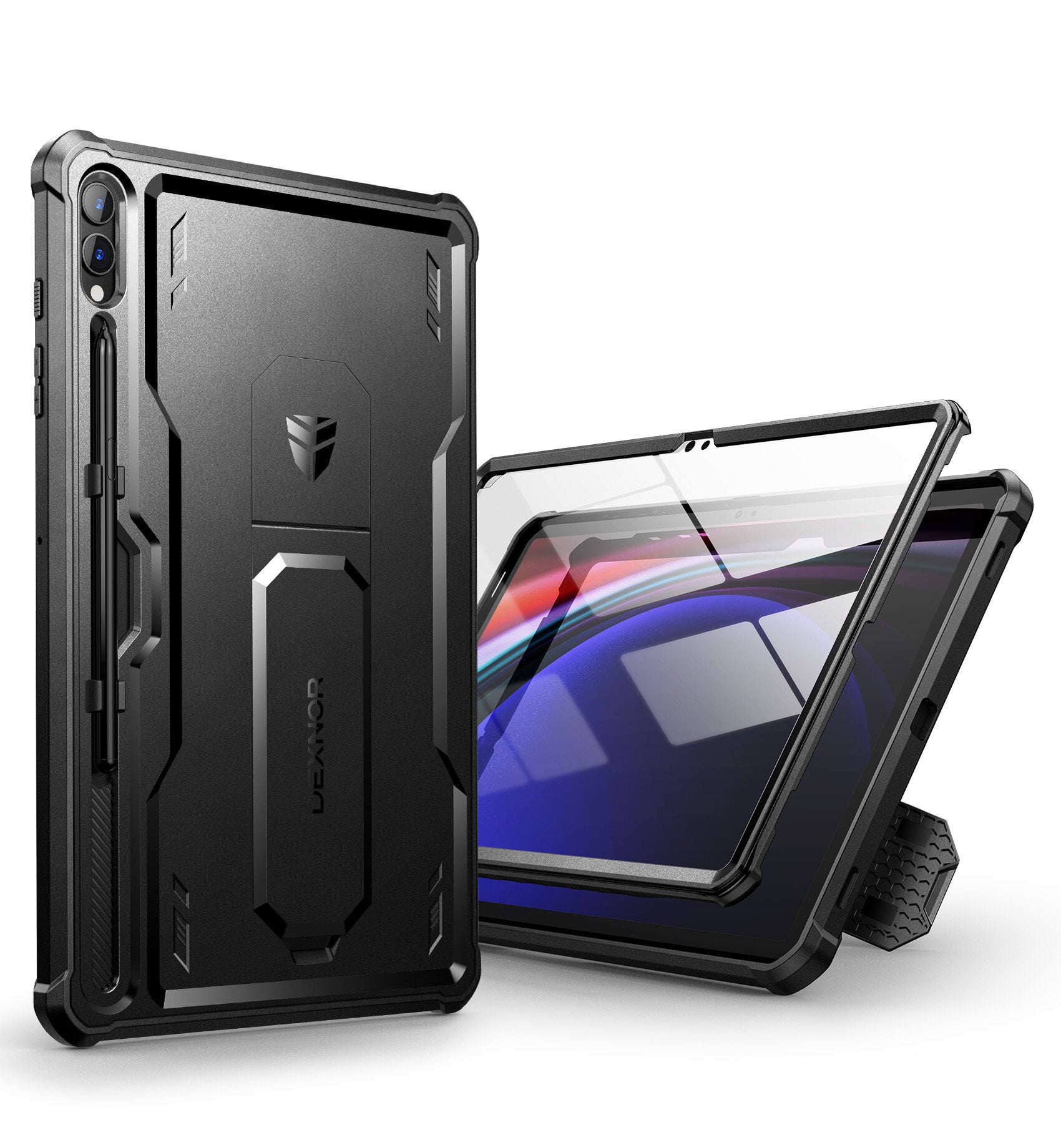 Dexnor Tablet Case for Samsung Galaxy Tab S9 Plus With Screen Protector Full Body Bumper Kickstand Heavy-duty Shockproof Rugged Pen Holder Cover.