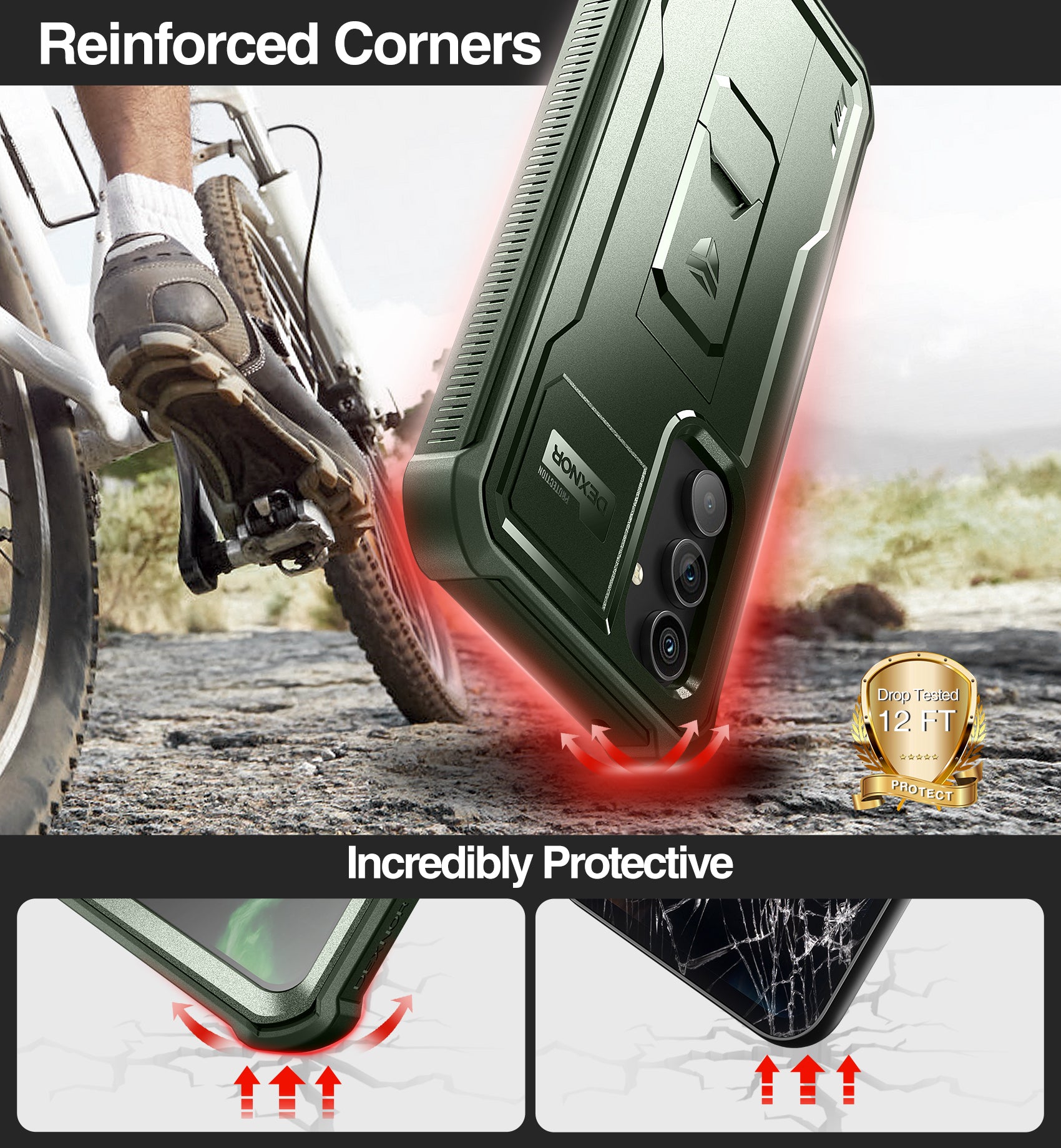 Dexnor Case for Samsung Galaxy A54 5G With Screen Protector Full Body Bumper Kickstand Heavy-duty Shockproof Rugged Cover.