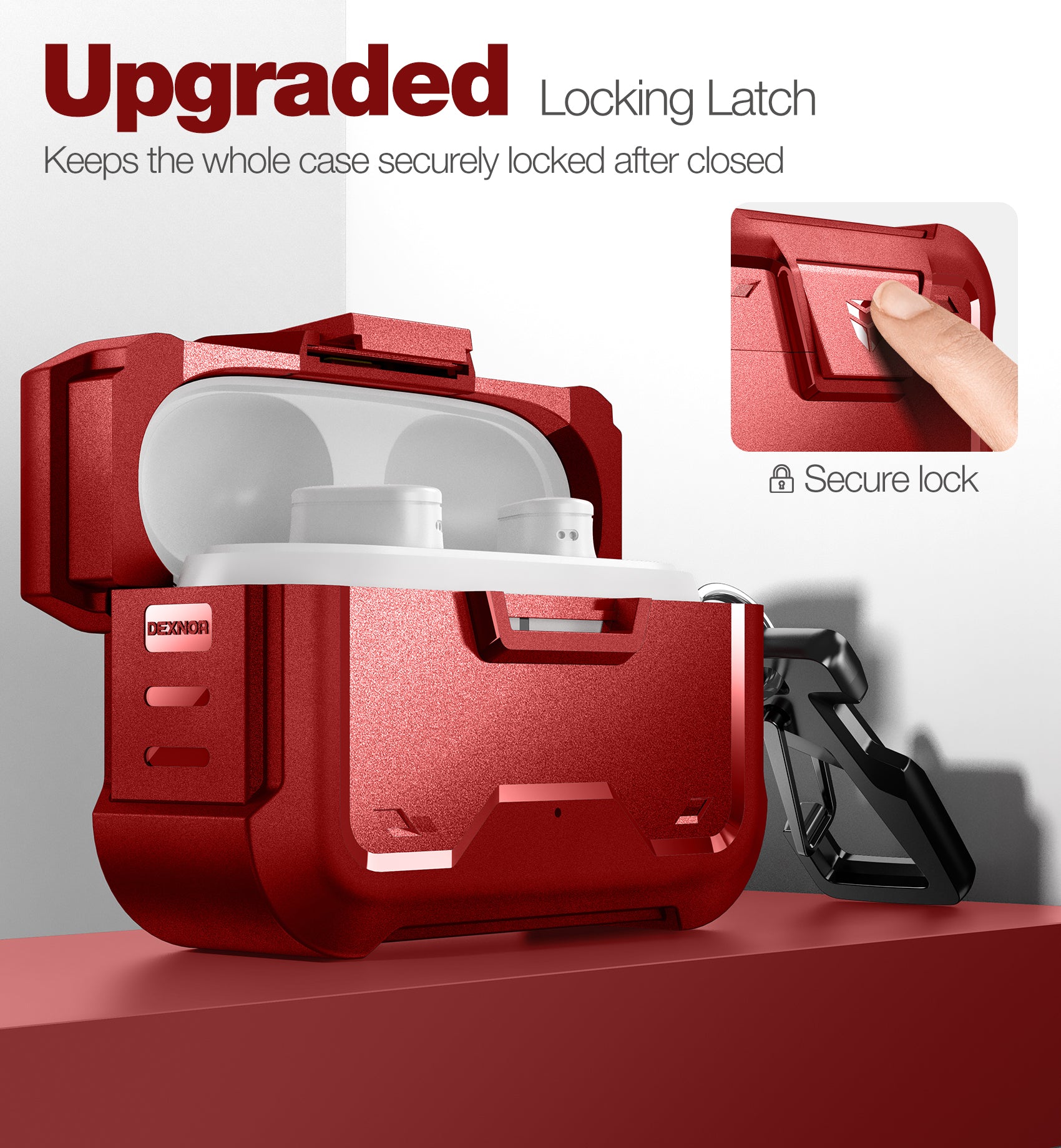 Dexnor Earphone Case for Beats Studio Buds 2021/Buds + 2023 with Secure Lock and Carabiner Full Body Bumper Shockproof Rugged Cover