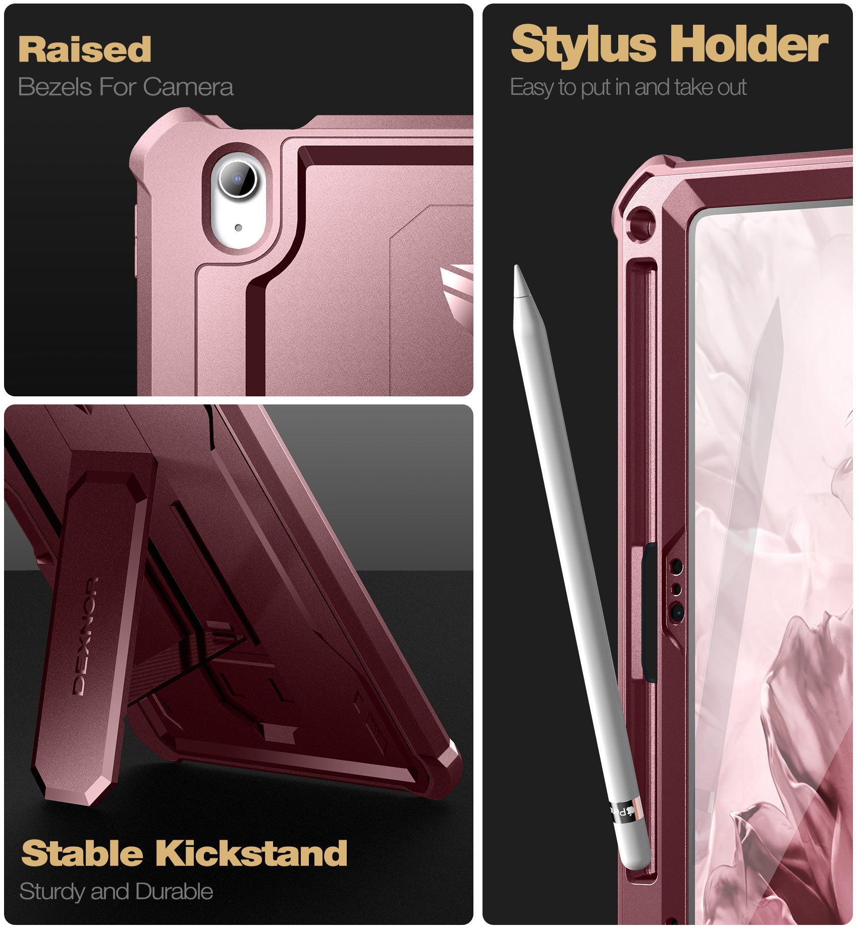 Dexnor Tablet Case for iPad 2022 With Screen Protector Full Body Bumper Kickstand Heavy-duty Shockproof Rugged Pen Holder Cover.