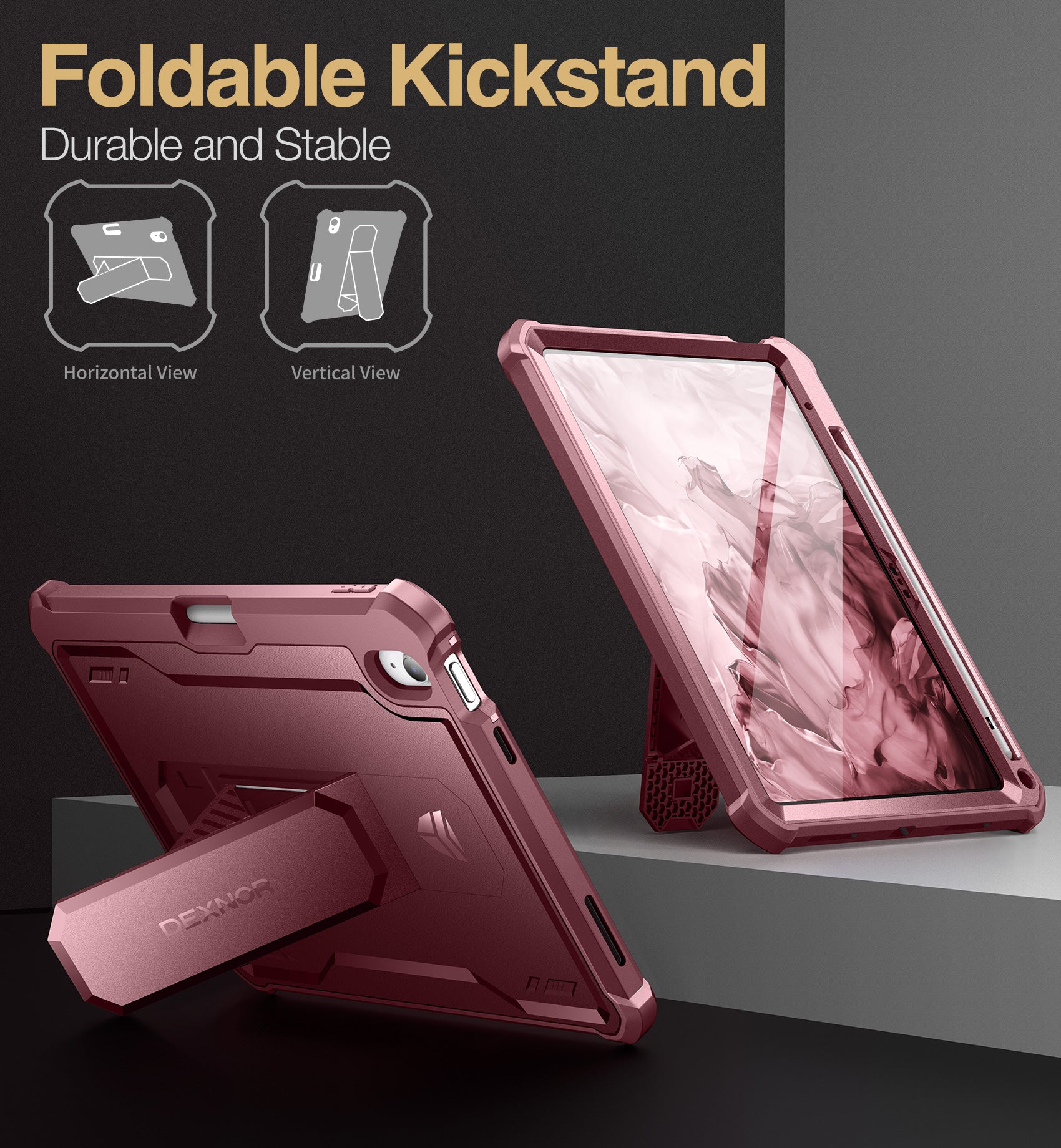 Dexnor Tablet Case for iPad 2022 With Screen Protector Full Body Bumper Kickstand Heavy-duty Shockproof Rugged Pen Holder Cover.