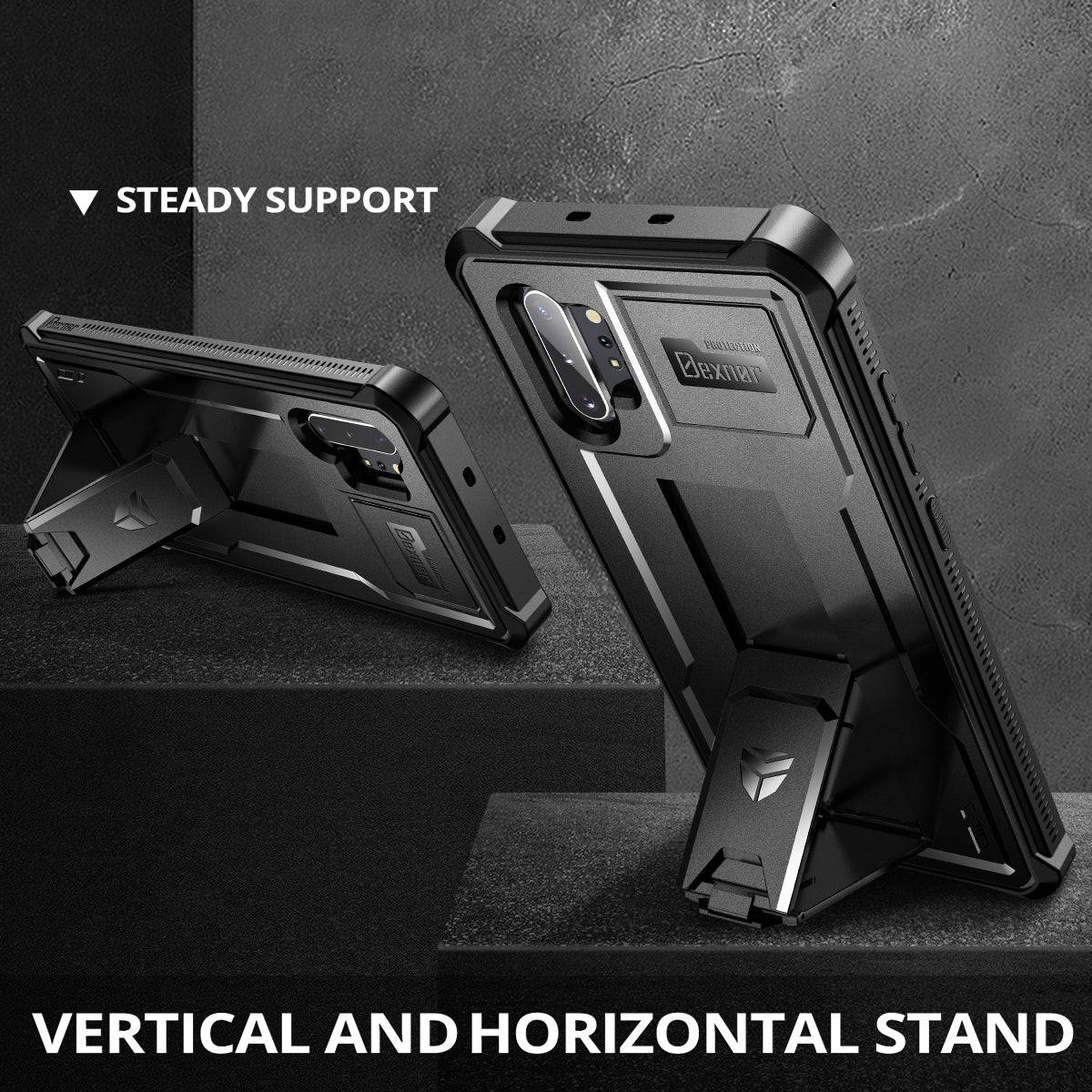 Dexnor Case for Samsung Galaxy Note 10+ With Single Screen Protector Full Body Bumper Kickstand Heavy-duty Shockproof Rugged Cover.