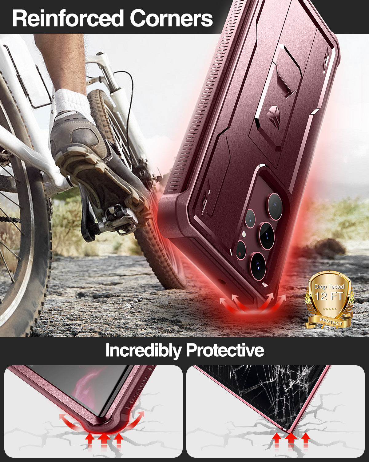 Dexnor Case for Samsung Galaxy S22 Ultra With Screen Protector Full Body Bumper Kickstand Heavy-duty Shockproof Rugged Cover.