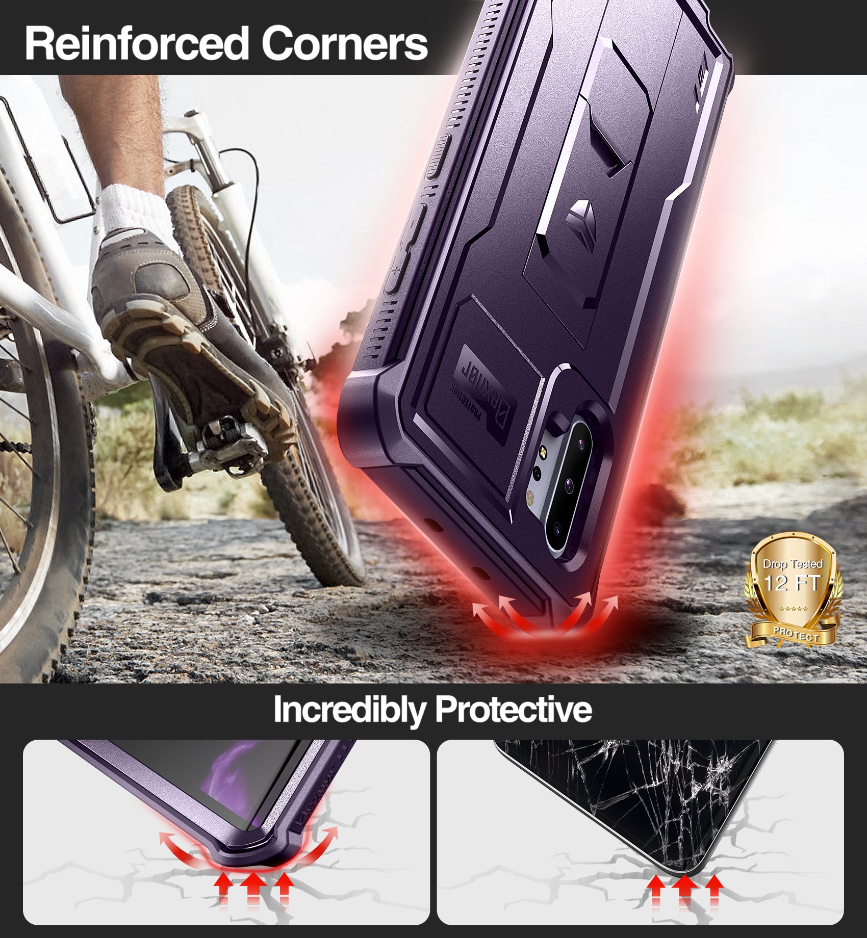 Dexnor Case for Samsung Galaxy Note 10+ With Single Screen Protector Full Body Bumper Kickstand Heavy-duty Shockproof Rugged Cover.
