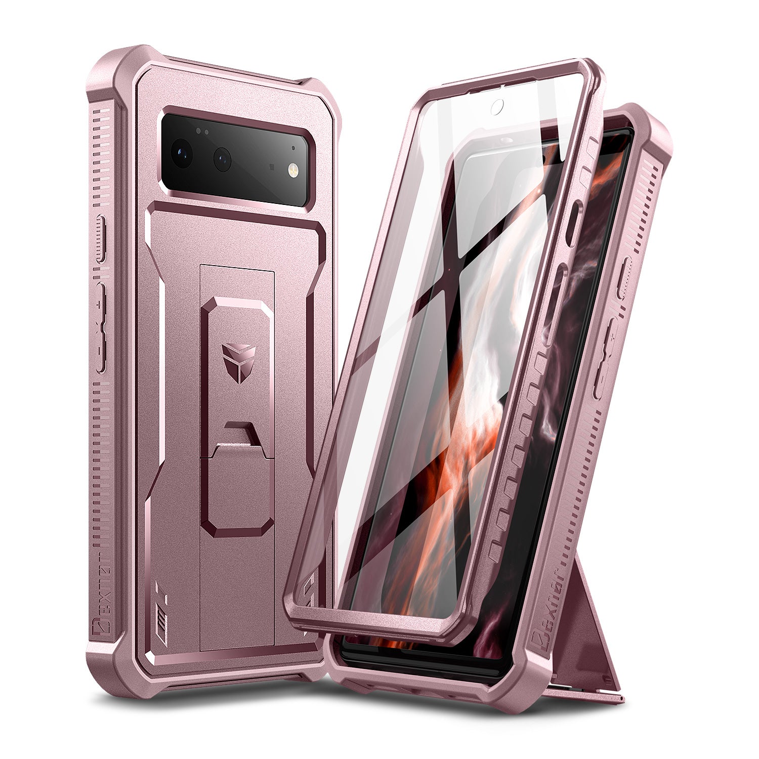 Dexnor Case for Google Pixel 6 With Screen Protector Full Body Bumper Kickstand Heavy-duty Shockproof Rugged Cover.