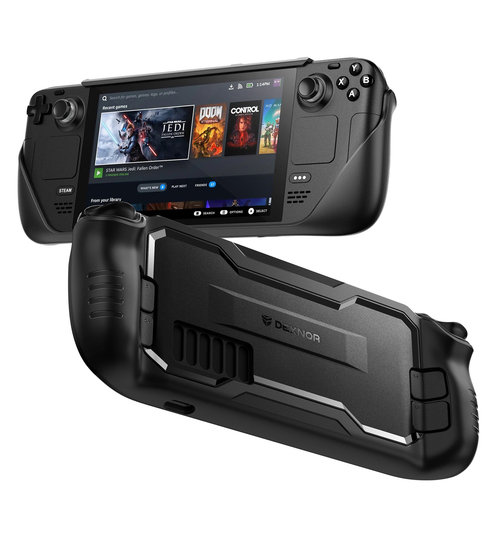Dexnor Rugged Protective Case for Steam Deck Shock-Absorption TPU PC Cover Anti-Scratch Non-Slip Shell