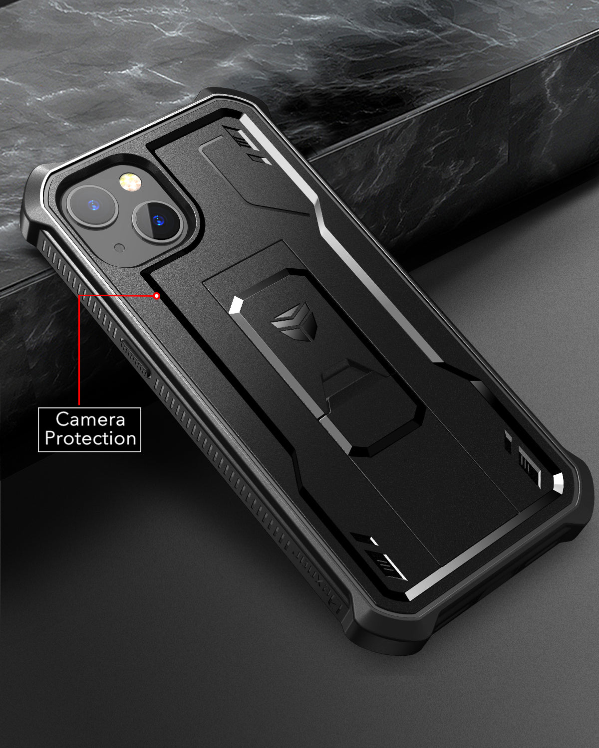 Dexnor for iphone 14/13 Case With Heavy-duty Shockproof Full Body Built-in Screen Protector Adjustable Kickstand