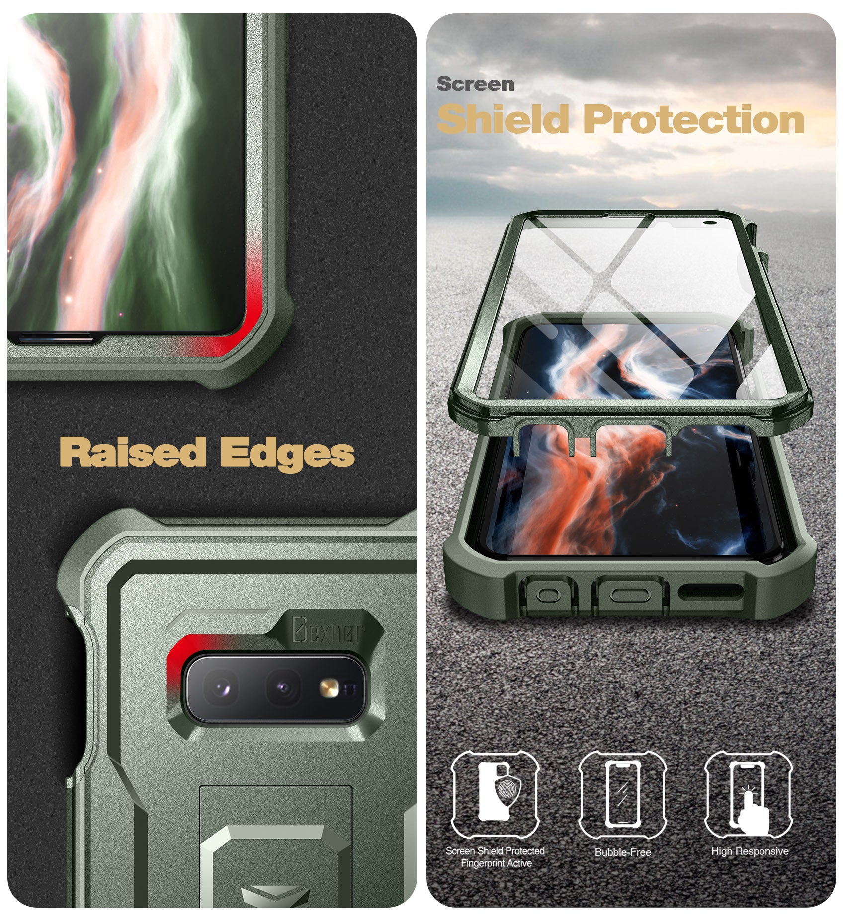 Dexnor Case for Samsung Galaxy S10E With Single Screen Protector Full Body Bumper Kickstand Heavy-duty Shockproof Rugged Cover