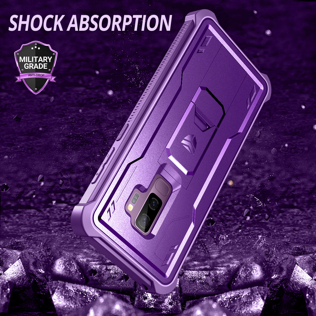 Dexnor Case for Samsung Galaxy S9 Plus With Single Screen Protector Full Body Bumper Kickstand Heavy-duty Shockproof Rugged Cover.