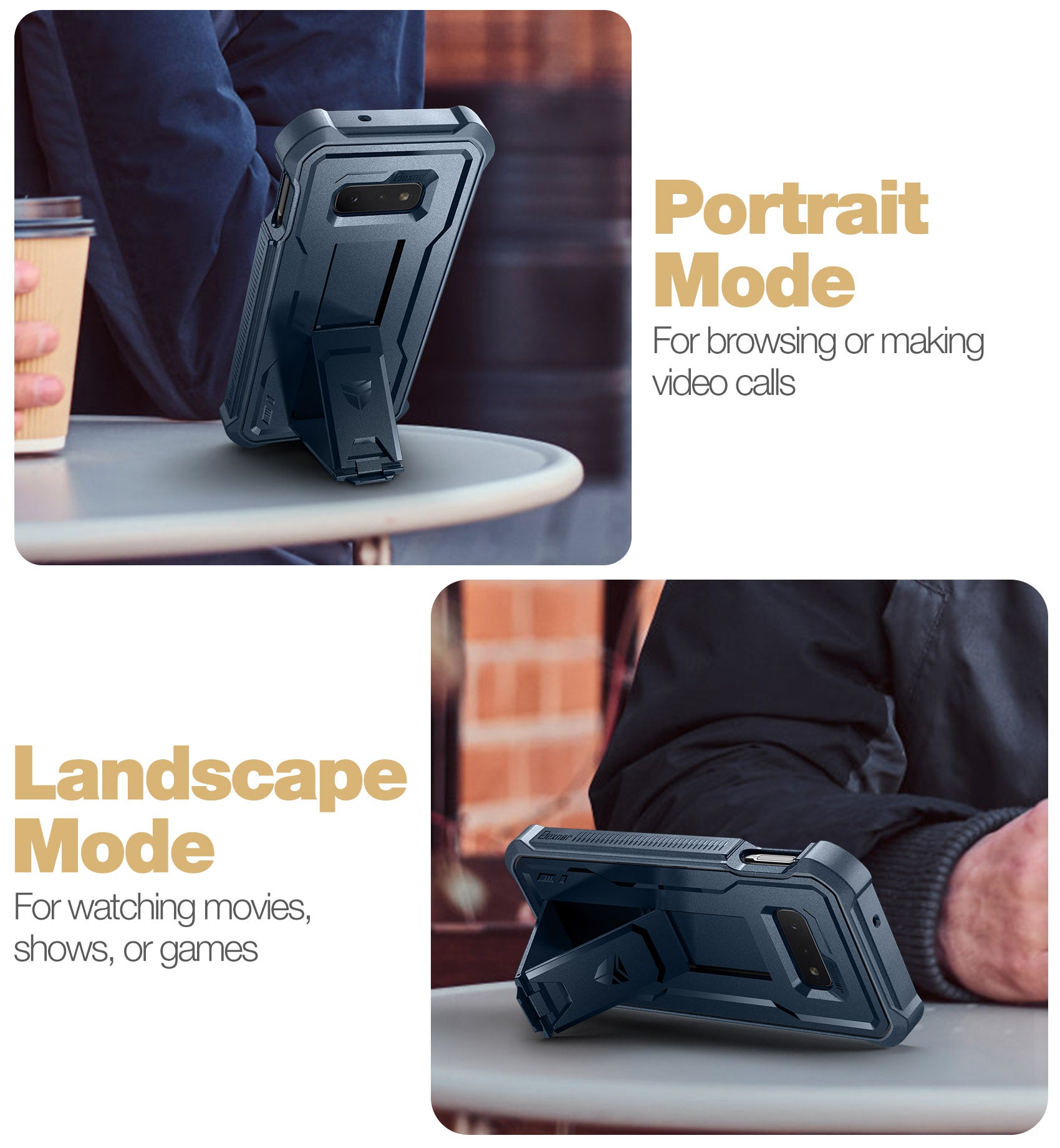 Dexnor Case for Samsung Galaxy S10E With Single Screen Protector Full Body Bumper Kickstand Heavy-duty Shockproof Rugged Cover