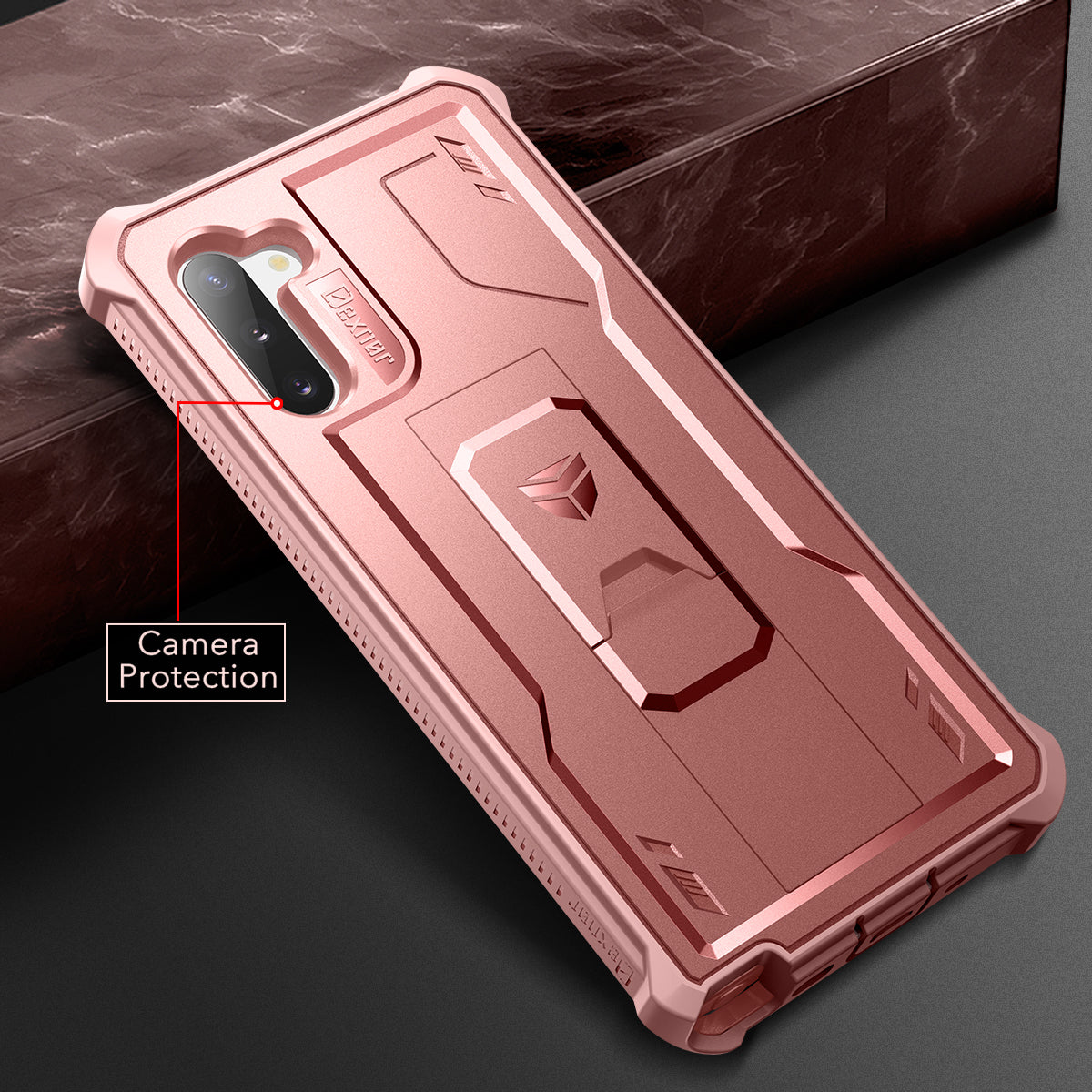 Dexnor Case for Samsung Galaxy Note 10 With Single Screen Protector Full Body Bumper Kickstand Heavy-duty Shockproof Rugged Cover.