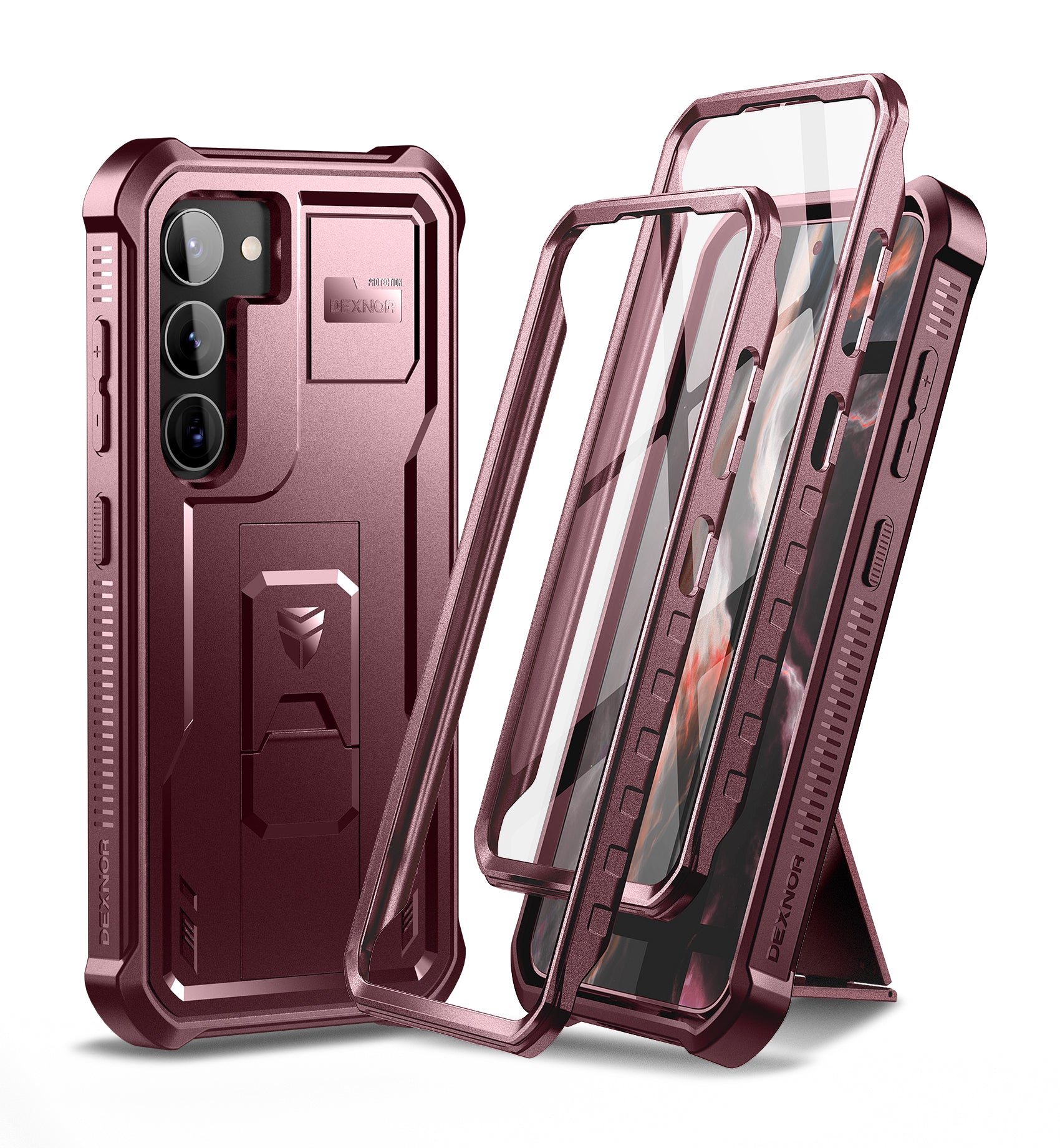 Dexnor Case for Samsung Galaxy S23 Plus With Screen Protector Full Body Bumper Kickstand Heavy-duty Shockproof Rugged Cover.