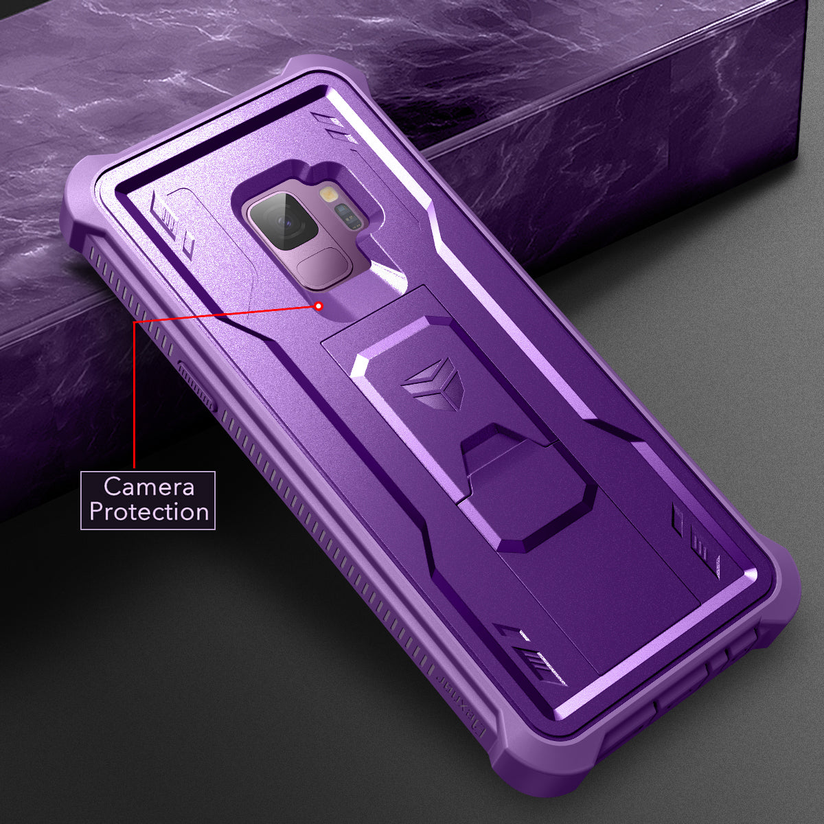 Dexnor Case for Samsung Galaxy S9 With Single Screen Protector Full Body Bumper Kickstand Heavy-duty Shockproof Rugged Cover.