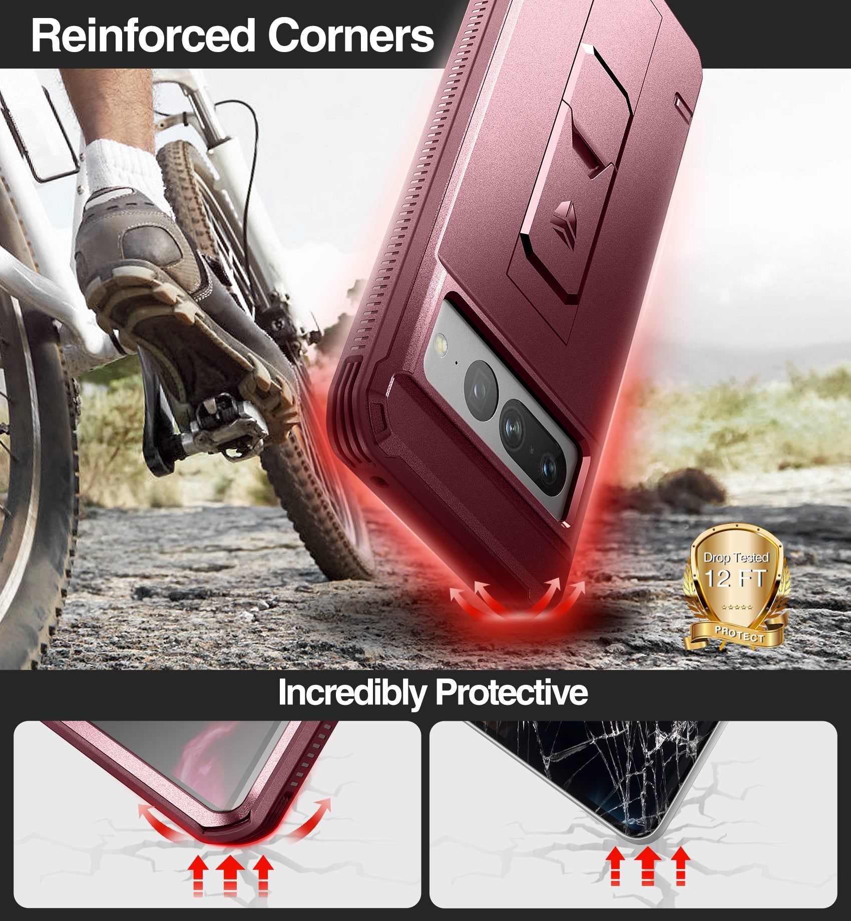 Dexnor Case for Google Pixel 7 Pro With Screen Protector Full Body Bumper Kickstand Heavy-duty Shockproof Rugged Cover.