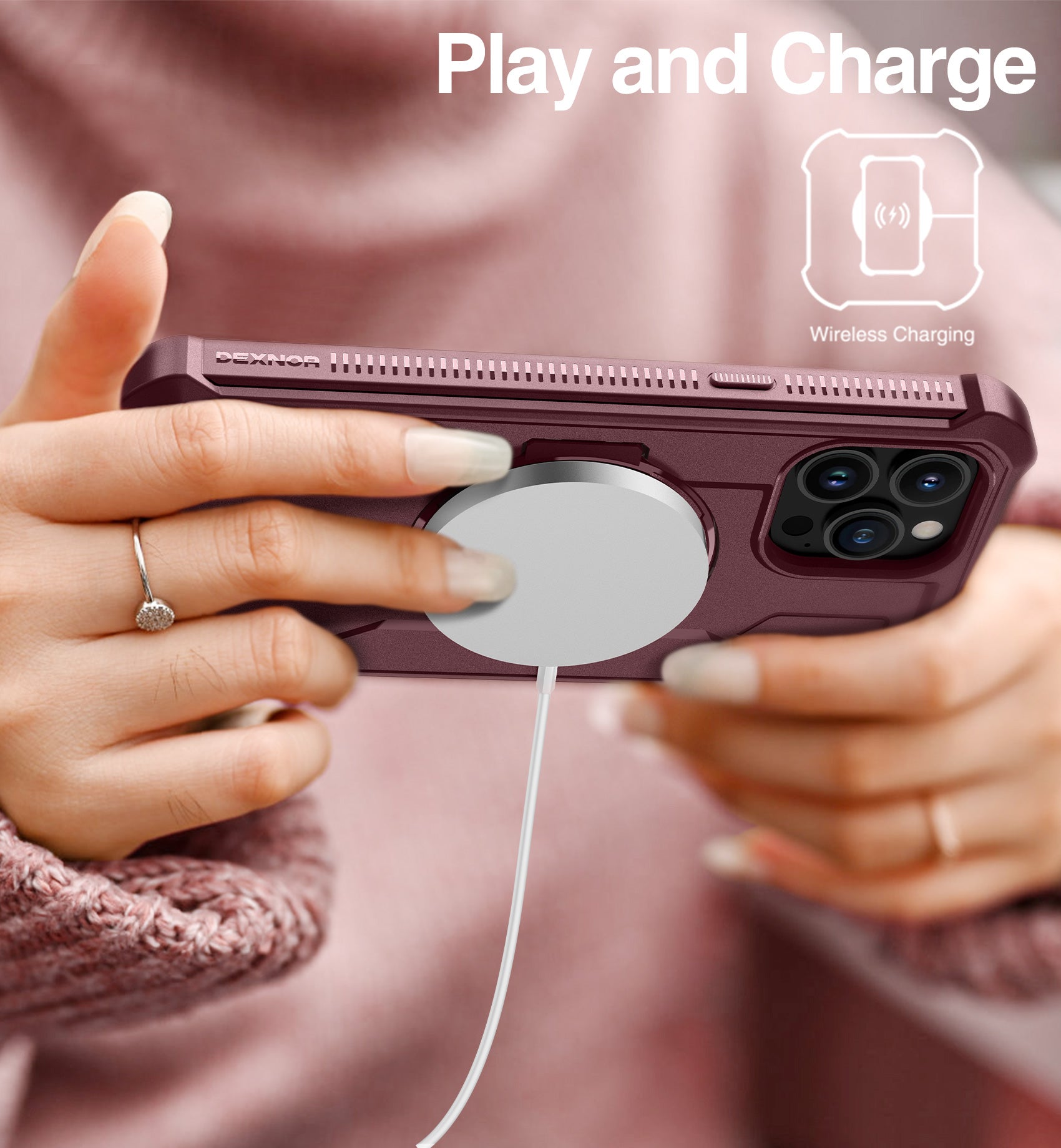 Dexnor for iphone 13 Pro Max Case With Heavy-duty Shockproof Full Body Built-in Screen Protector Adjustable Kickstand