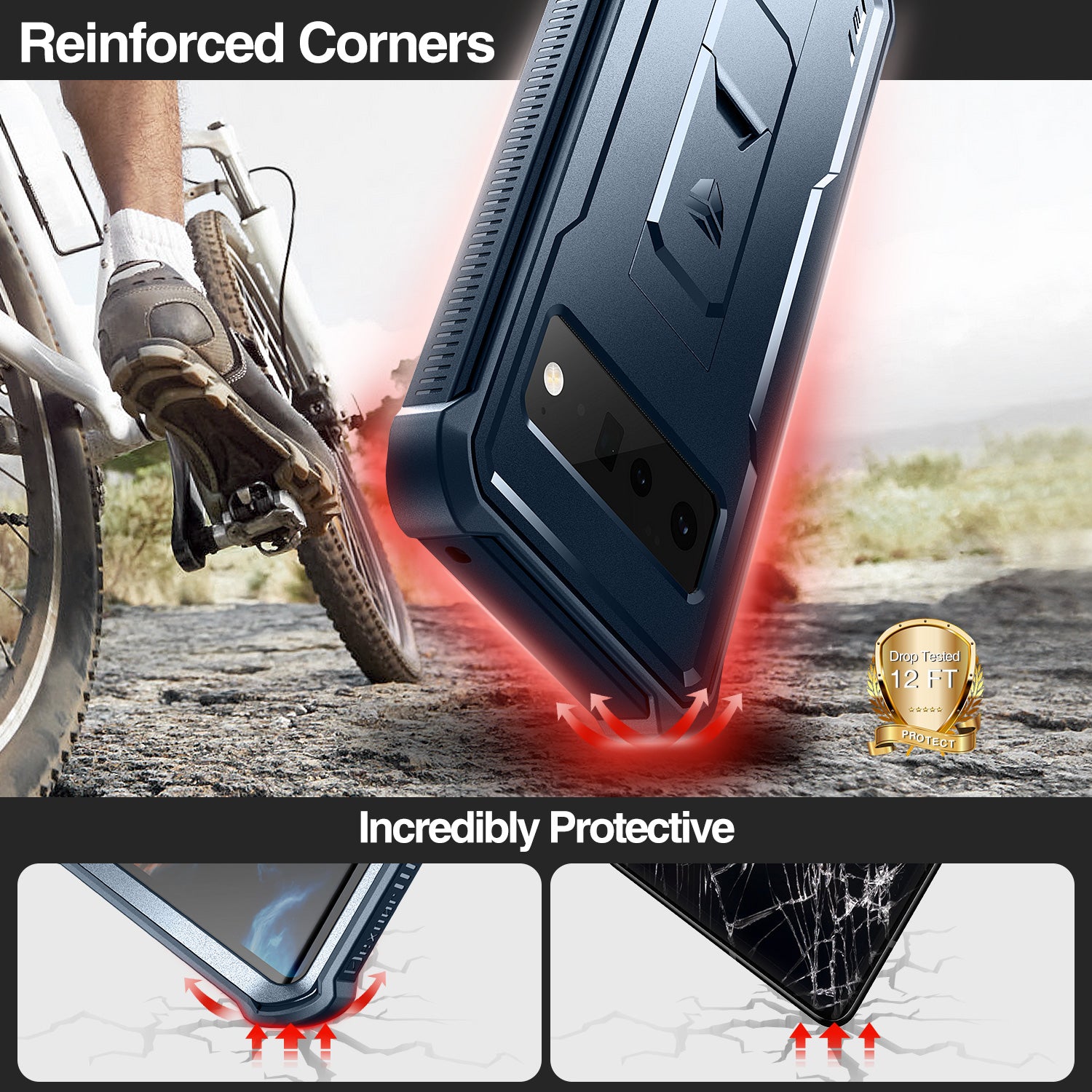 Dexnor Case for Google Pixel 6 Pro 5G With Screen Protector Full Body Bumper Kickstand Heavy-duty Shockproof Rugged Cover.