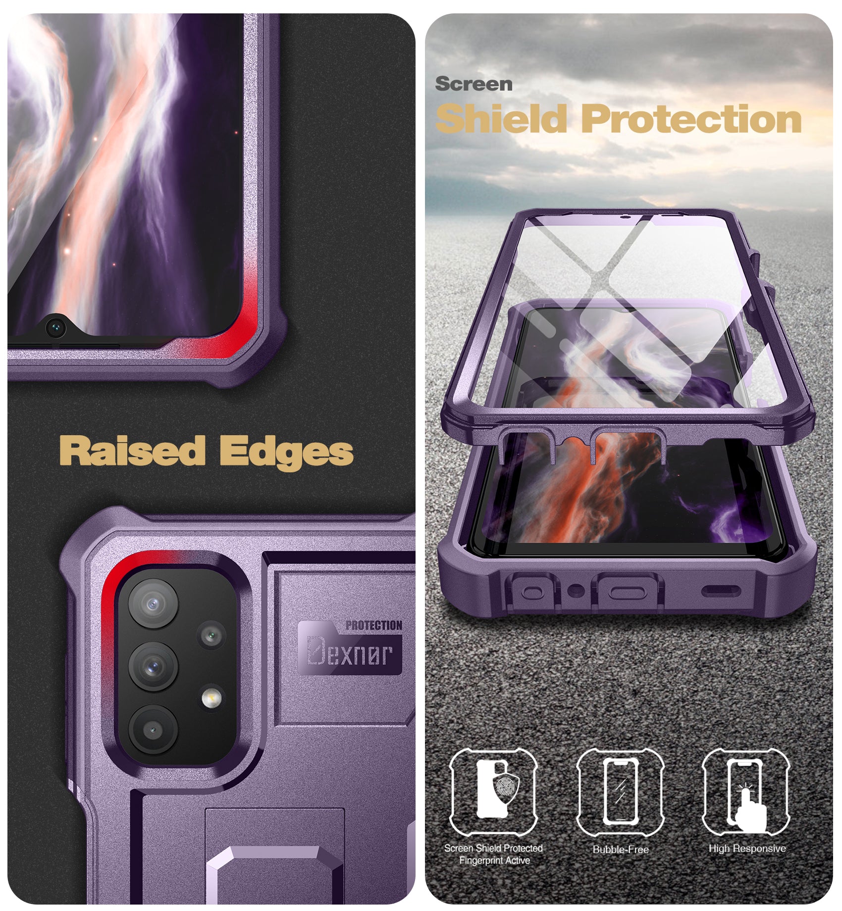 Dexnor Case for Samsung Galaxy A32 5G With Single Screen Protector Full Body Bumper Kickstand Heavy-duty Shockproof Rugged Cover.
