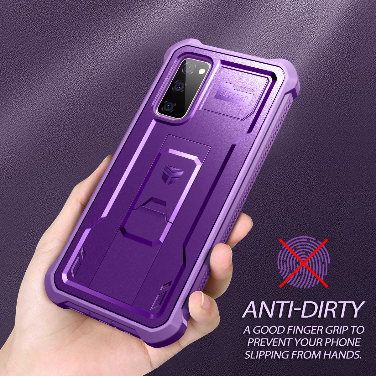 Dexnor Case for Samsung Galaxy S20 FE With Single Screen Protector Full Body Bumper Kickstand Heavy-duty Shockproof Rugged Cover