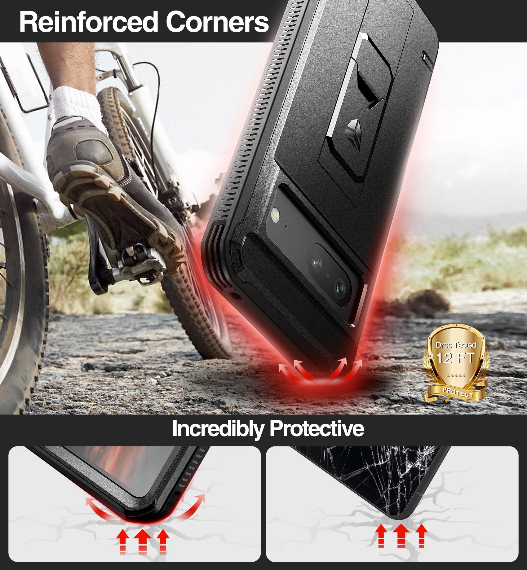 Dexnor Case for Google Pixel 7 With Screen Protector Full Body Bumper Kickstand Heavy-duty Shockproof Rugged Cover.