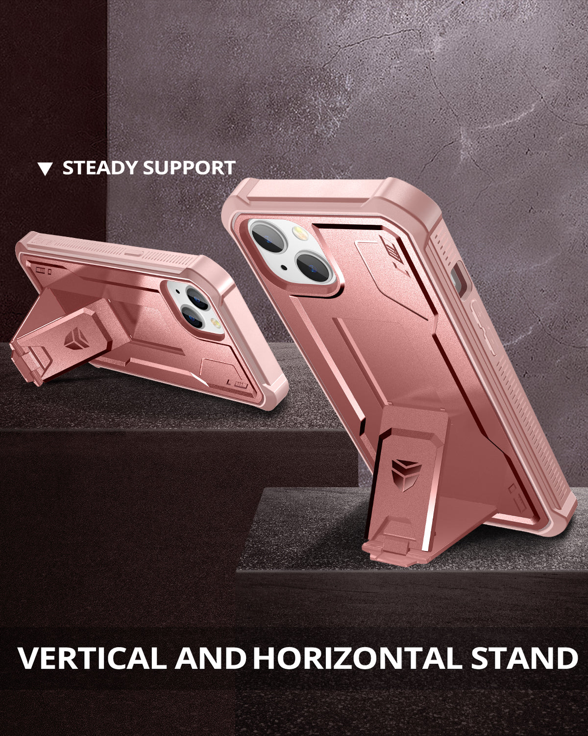 Dexnor for iphone 14/13 Case With Heavy-duty Shockproof Full Body Built-in Screen Protector Adjustable Kickstand