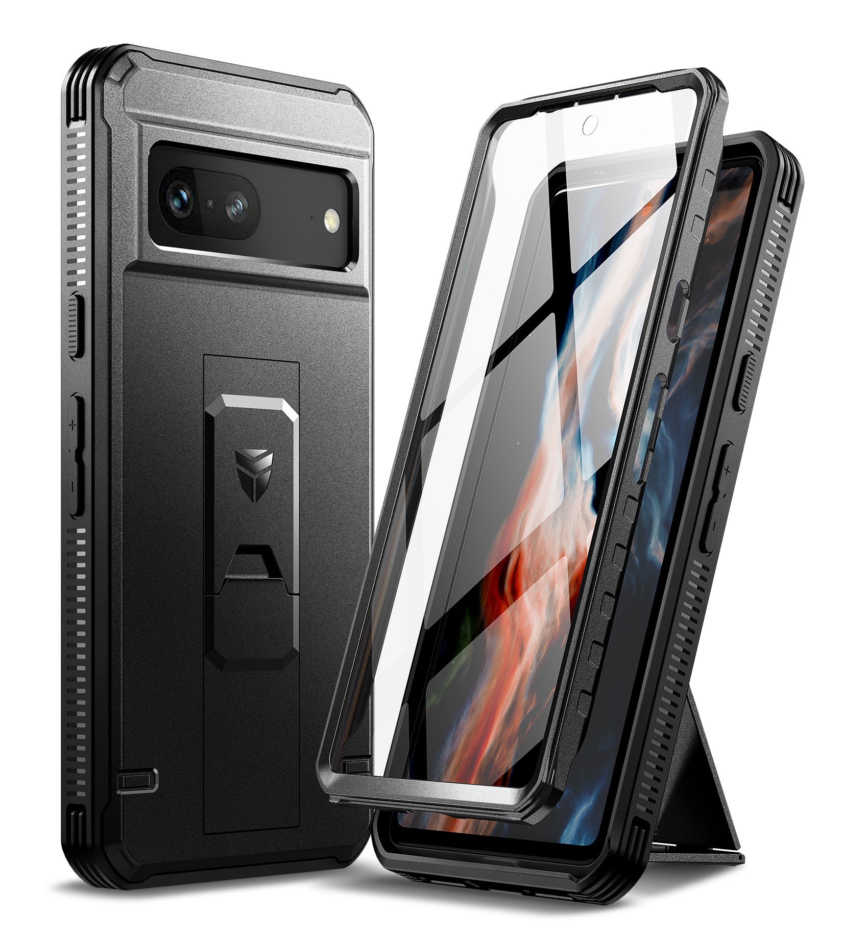 Dexnor Case for Google Pixel 7 With Screen Protector Full Body Bumper Kickstand Heavy-duty Shockproof Rugged Cover.