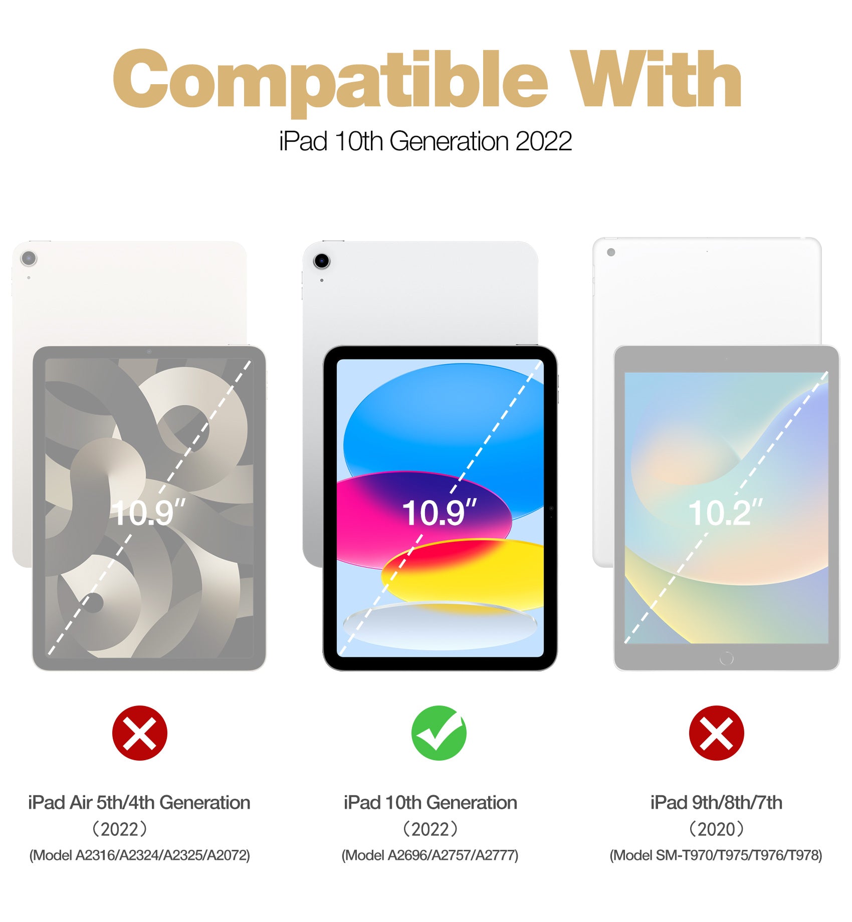 Dexnor Tablet Case for iPad 2022 With Screen Protector Full Body Bumper Kickstand Heavy-duty Shockproof Rugged Pen Holder Cover.