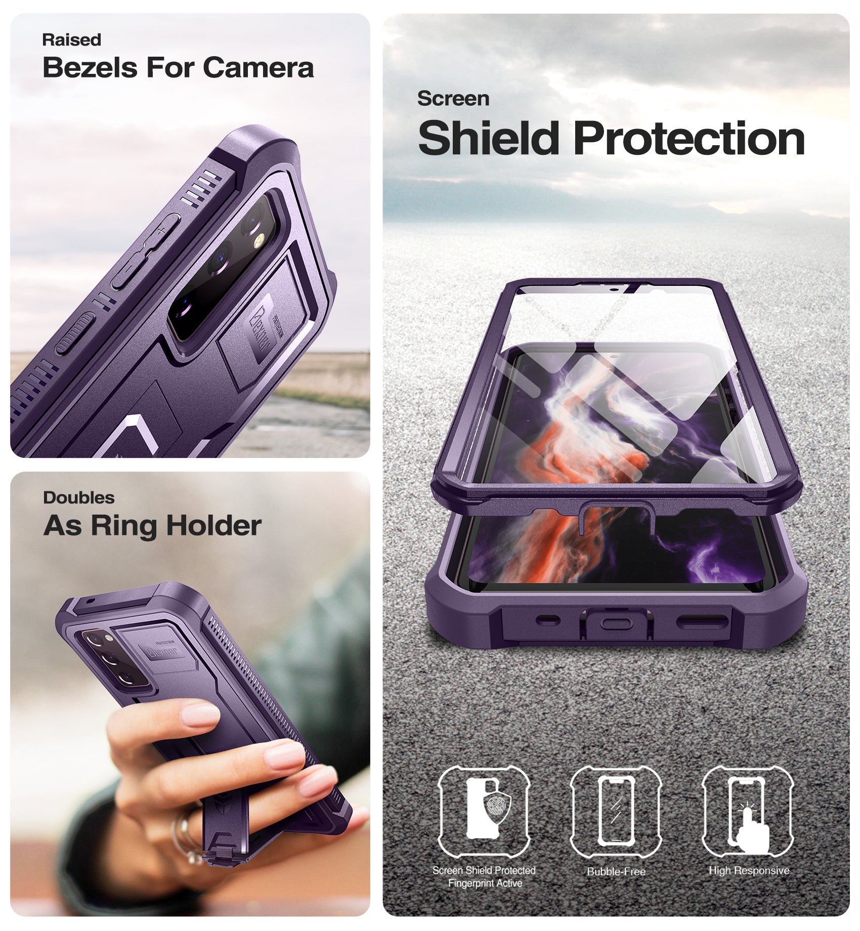 Dexnor Case for Samsung Galaxy S20 FE With Single Screen Protector Full Body Bumper Kickstand Heavy-duty Shockproof Rugged Cover