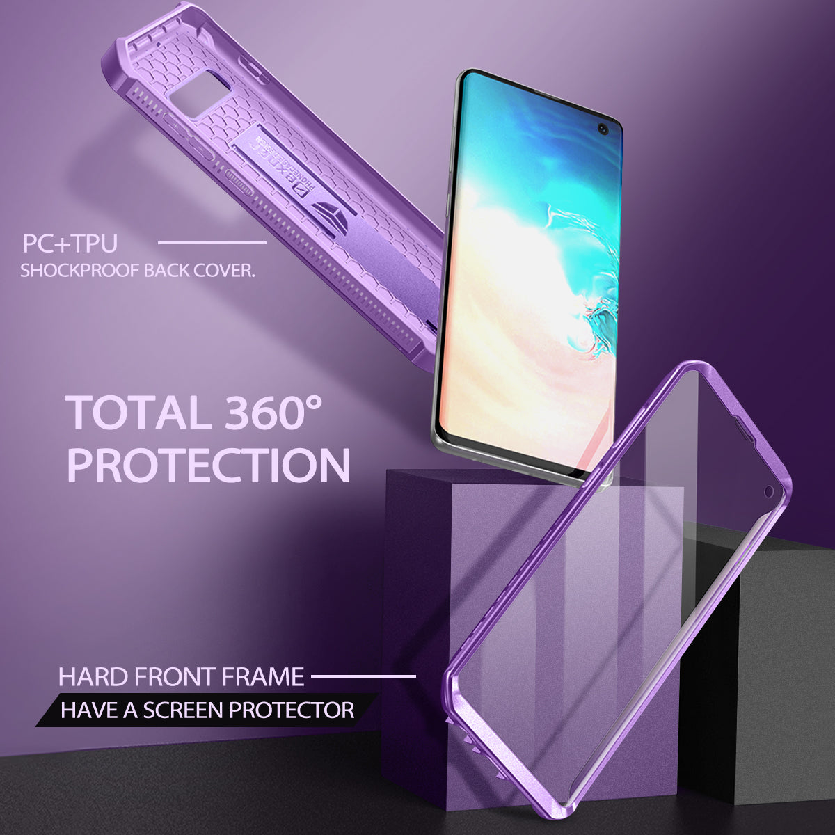 Dexnor Case for Samsung Galaxy S10 With Single Screen Protector Full Body Bumper Kickstand Heavy-duty Shockproof Rugged Cover.