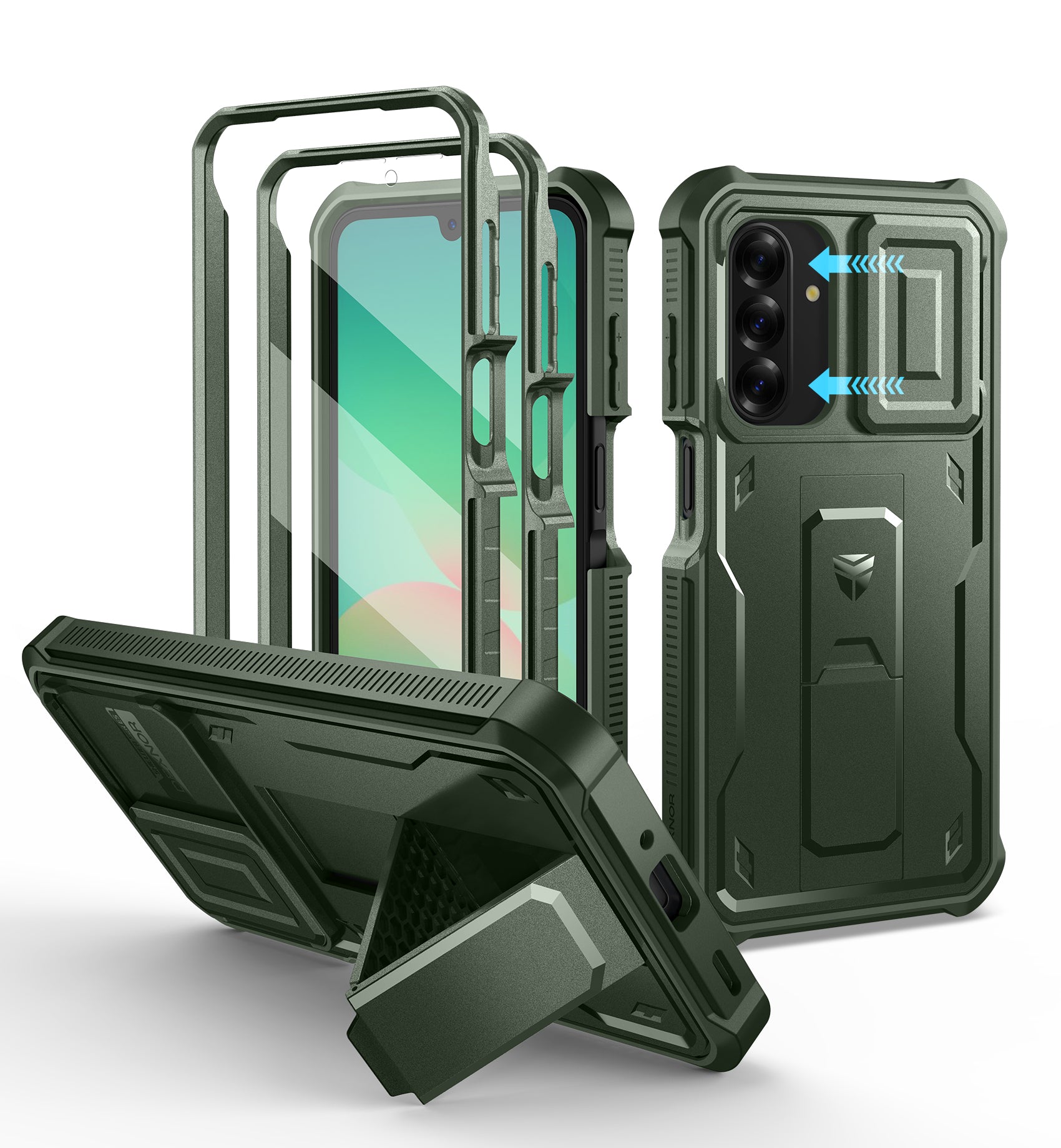 Dexnor Full Body Case for Samsung Galaxy A26 5G With Screen Protector And Slide Camera Bumper Kickstand Heavy-duty Shockproof Cover