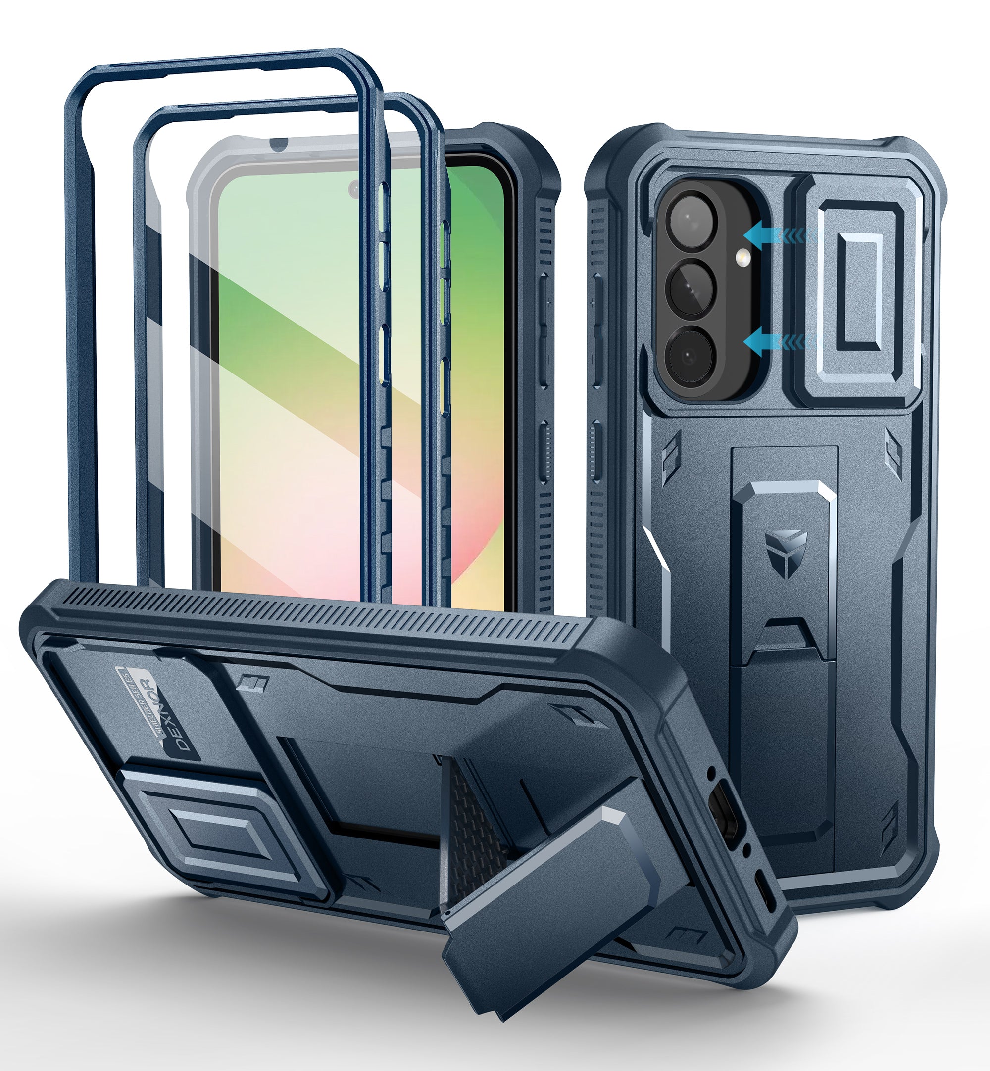 Dexnor Full Body Case for Samsung Galaxy A56 5G With Screen Protector And Slide Camera Bumper Kickstand Heavy-duty Shockproof Cover