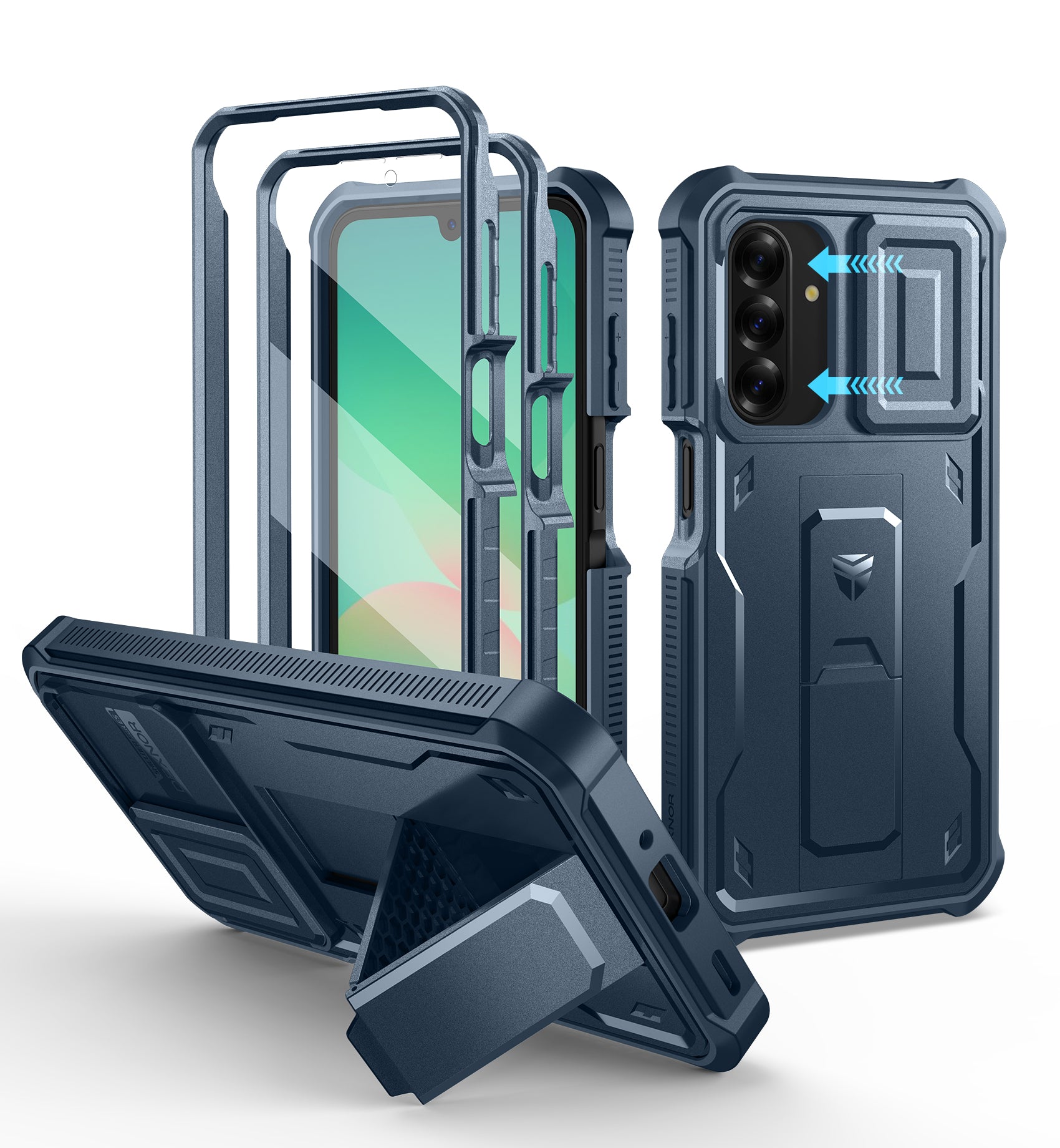 Dexnor Full Body Case for Samsung Galaxy A26 5G With Screen Protector And Slide Camera Bumper Kickstand Heavy-duty Shockproof Cover