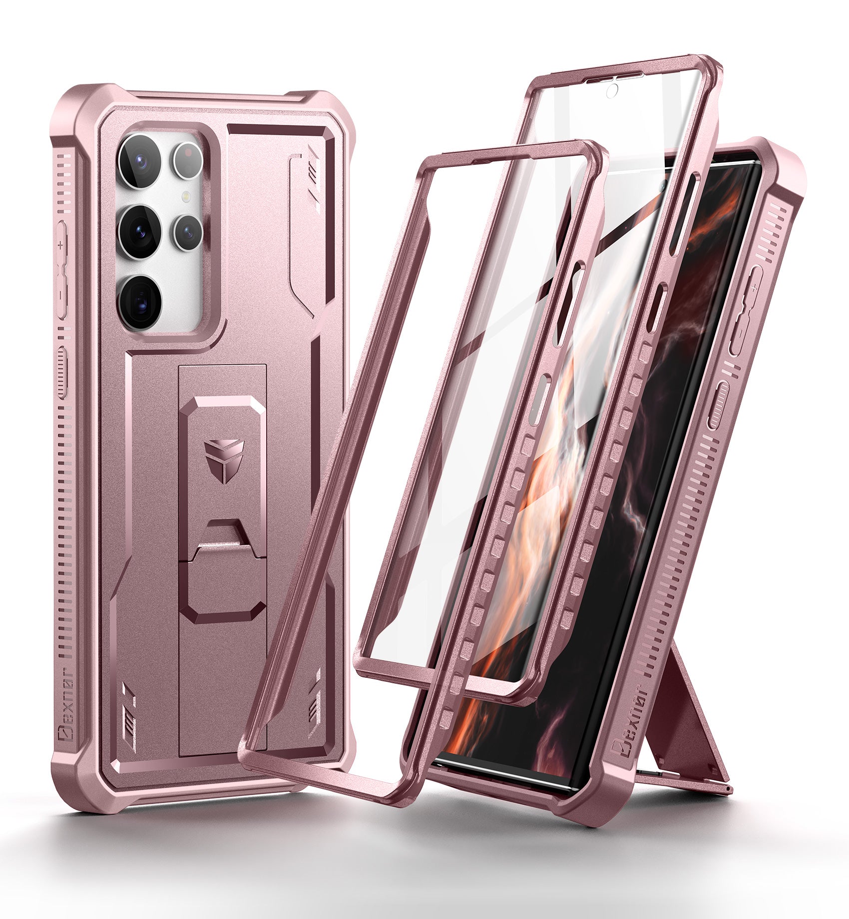 Dexnor Case for Samsung Galaxy S22 Ultra With Screen Protector Full Body Bumper Kickstand Heavy-duty Shockproof Rugged Cover.
