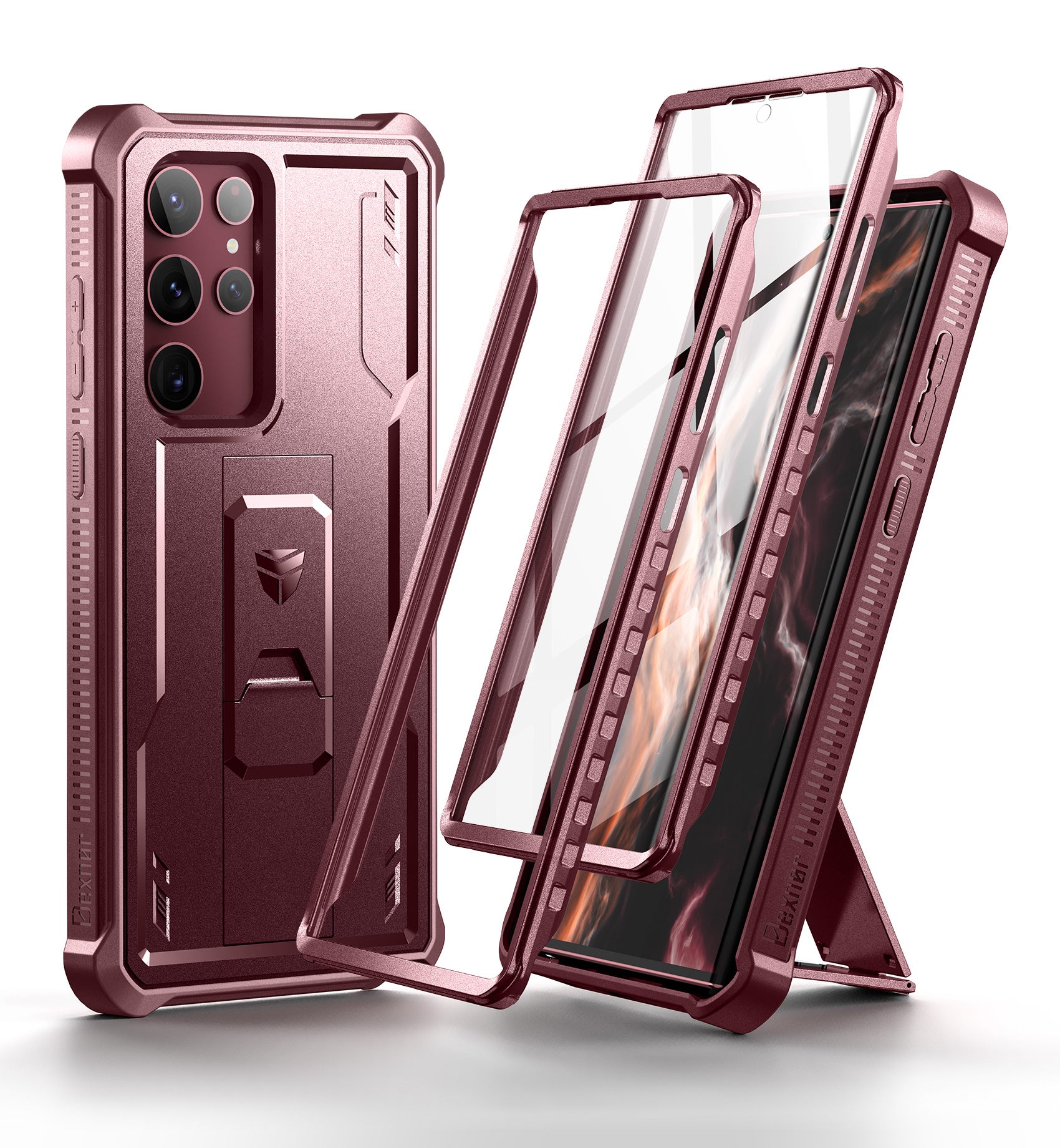 Dexnor Case for Samsung Galaxy S22 Ultra With Screen Protector Full Body Bumper Kickstand Heavy-duty Shockproof Rugged Cover.