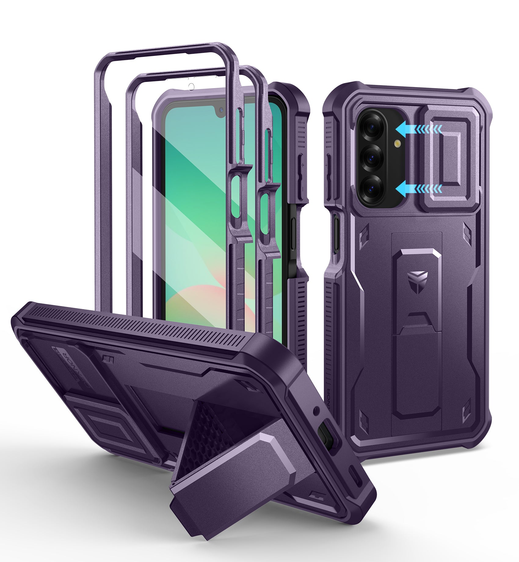Dexnor Full Body Case for Samsung Galaxy A26 5G With Screen Protector And Slide Camera Bumper Kickstand Heavy-duty Shockproof Cover