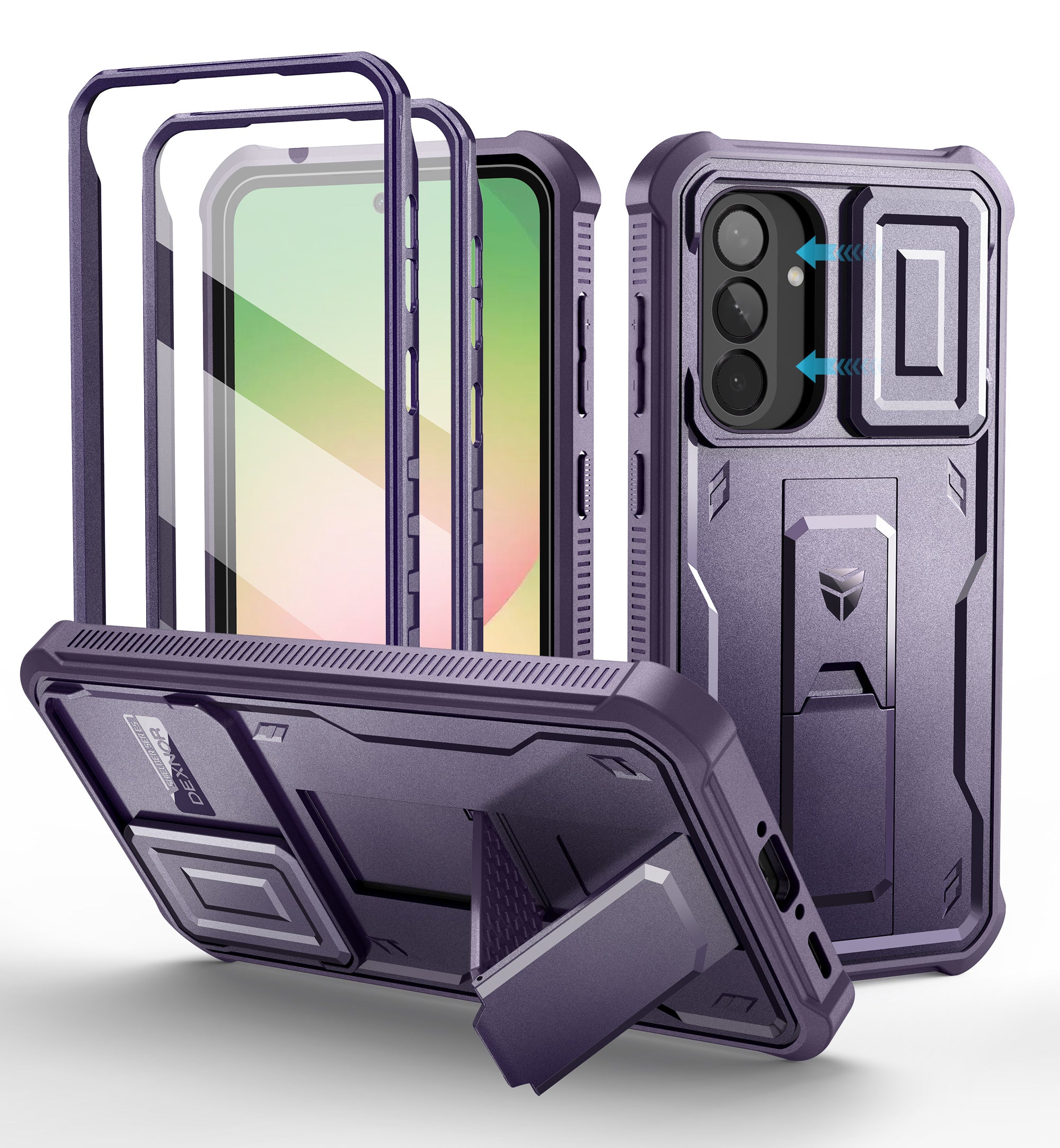 Dexnor Full Body Case for Samsung Galaxy A56 5G With Screen Protector And Slide Camera Bumper Kickstand Heavy-duty Shockproof Cover