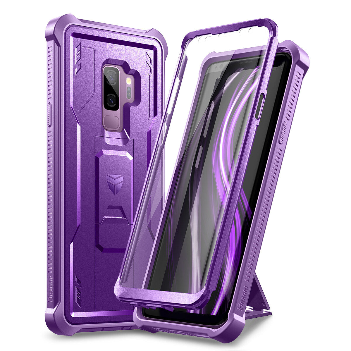 Dexnor Case for Samsung Galaxy S9 Plus With Single Screen Protector Full Body Bumper Kickstand Heavy-duty Shockproof Rugged Cover.