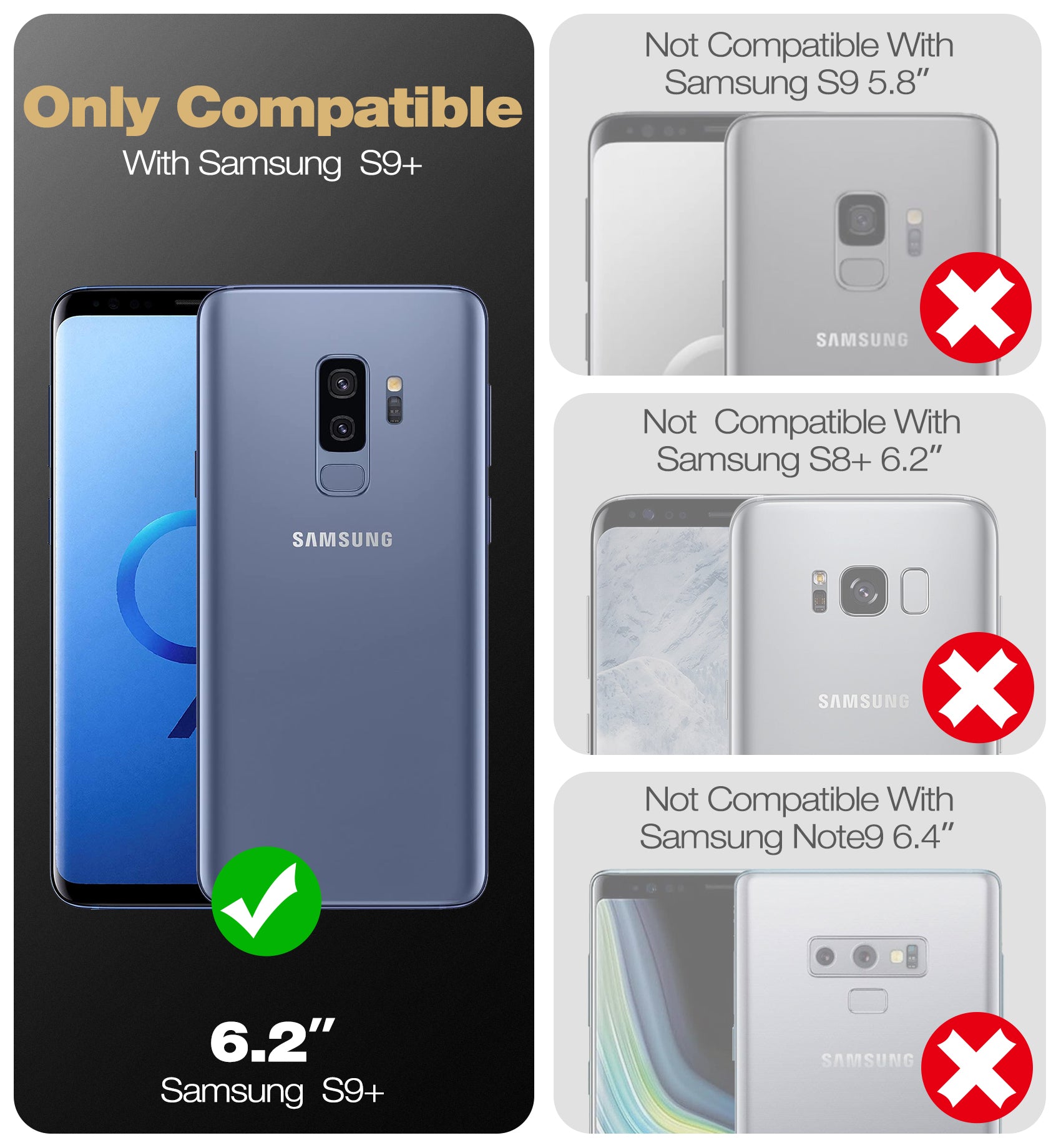 Dexnor Case for Samsung Galaxy S9 Plus With Single Screen Protector Full Body Bumper Kickstand Heavy-duty Shockproof Rugged Cover.