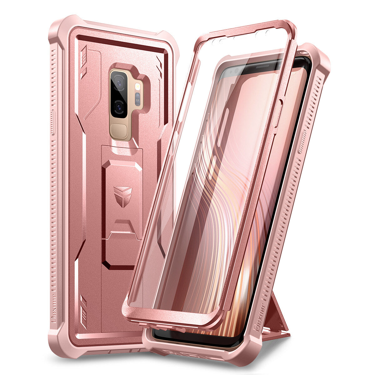Dexnor Case for Samsung Galaxy S9 Plus With Single Screen Protector Full Body Bumper Kickstand Heavy-duty Shockproof Rugged Cover.