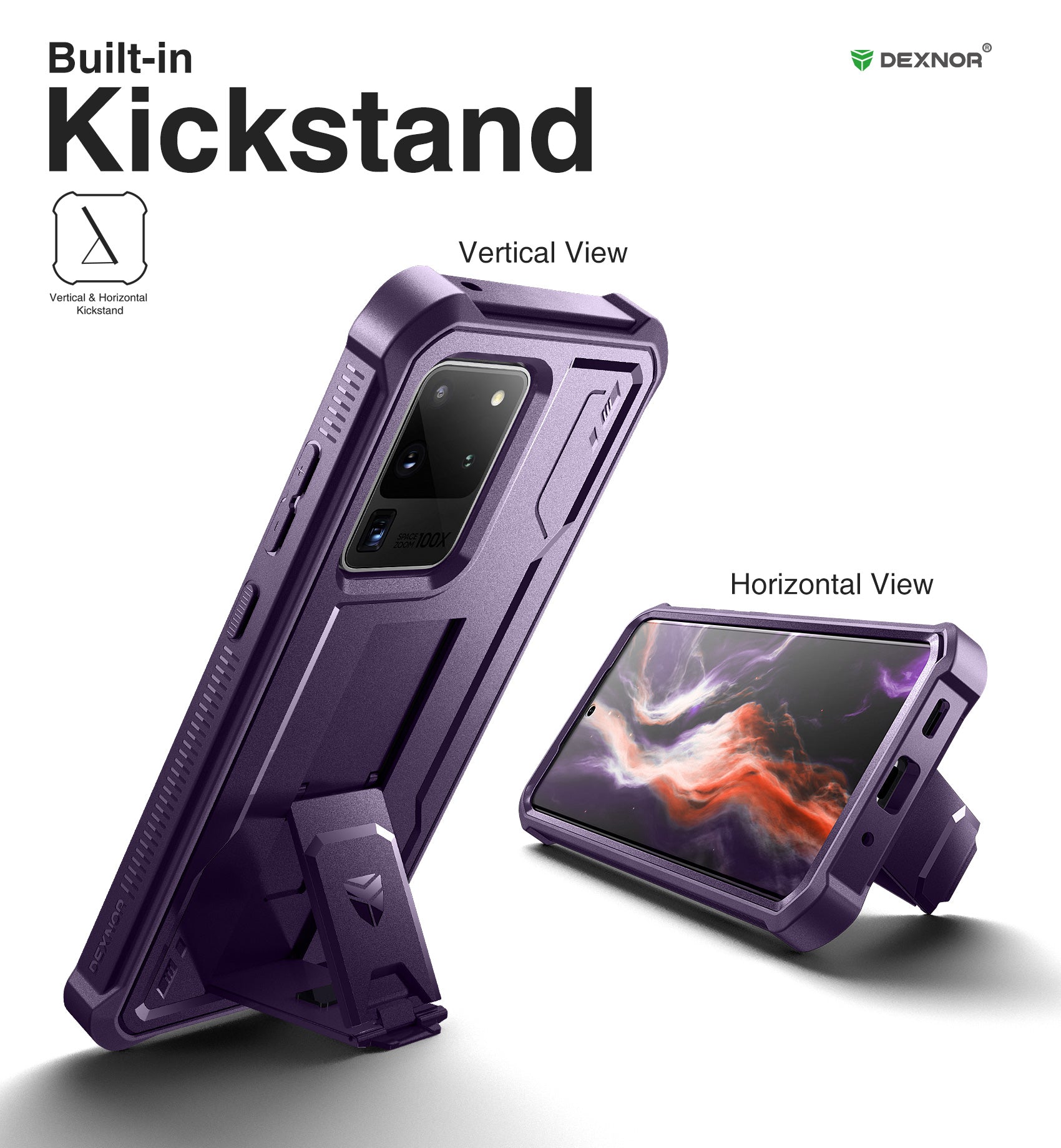 Dexnor Case for Samsung Galaxy S20 Ultra With Single Screen Protector Full Body Bumper Kickstand Heavy-duty Shockproof Rugged Cover.