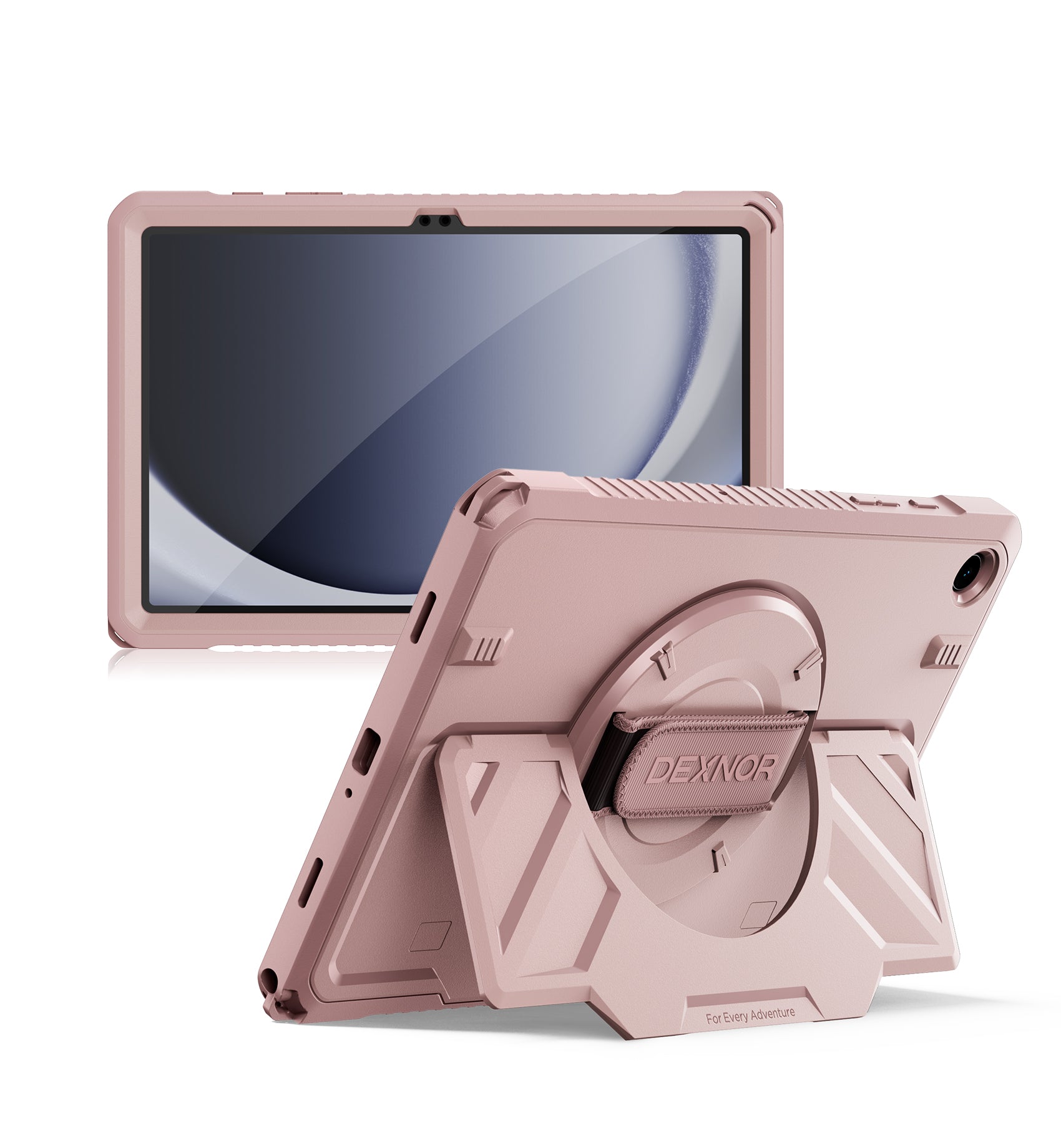 Dexnor Case for Samsung Galaxy Tab A11 Plus Rugged Protective Case with 360° Rotating Hand Strap Large Steady Stand Screen Protector Shockproof Full-Body Bumper Cover