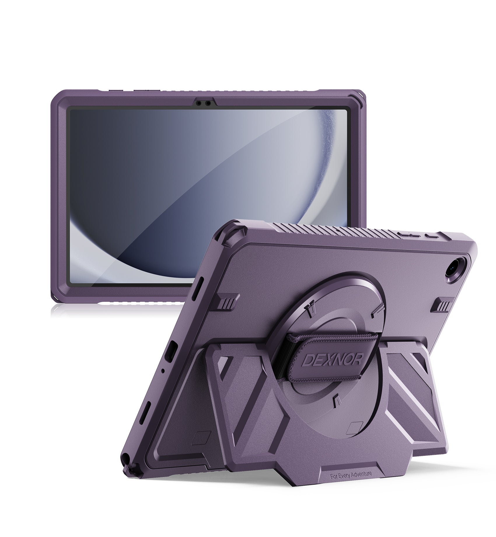 Dexnor Case for Samsung Galaxy Tab A11 Plus Rugged Protective Case with 360° Rotating Hand Strap Large Steady Stand Screen Protector Shockproof Full-Body Bumper Cover