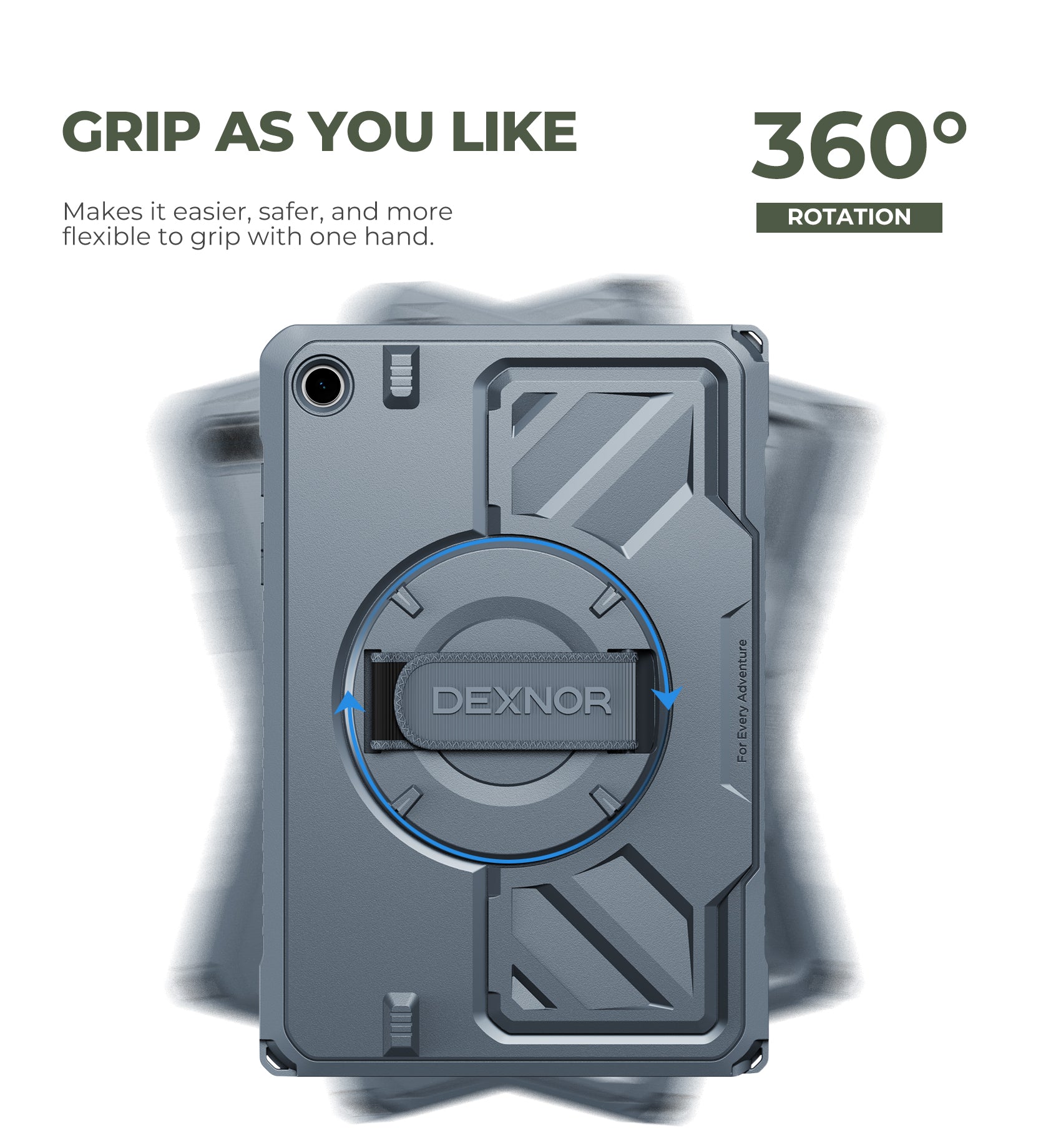 Dexnor Case for Samsung Galaxy Tab A11 Plus Rugged Protective Case with 360° Rotating Hand Strap Large Steady Stand Screen Protector Shockproof Full-Body Bumper Cover