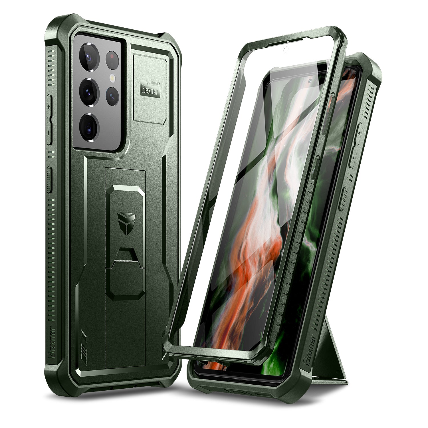 Dexnor Case for Samsung Galaxy S21 Ultra With Single Screen Protector Full Body Bumper Kickstand Heavy-duty Shockproof Grade Cover.