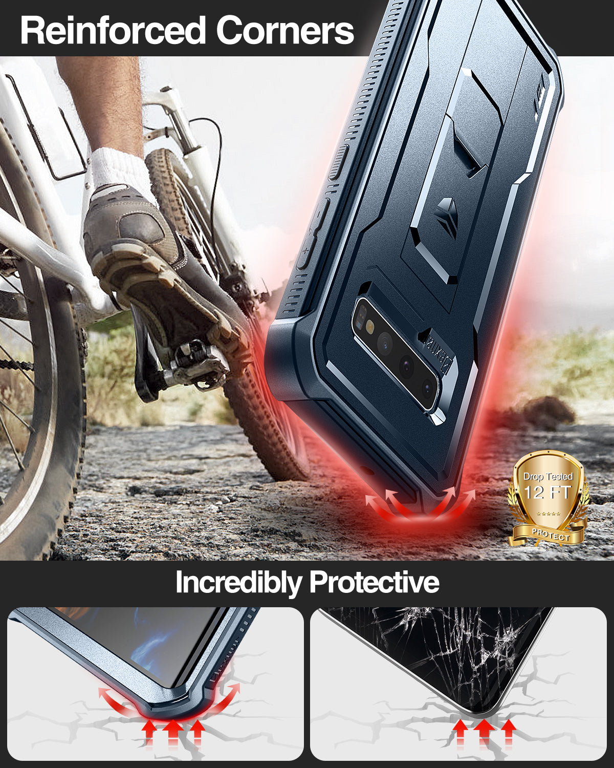 Dexnor Case for Samsung Galaxy S10 With Single Screen Protector Full Body Bumper Kickstand Heavy-duty Shockproof Rugged  Cover.