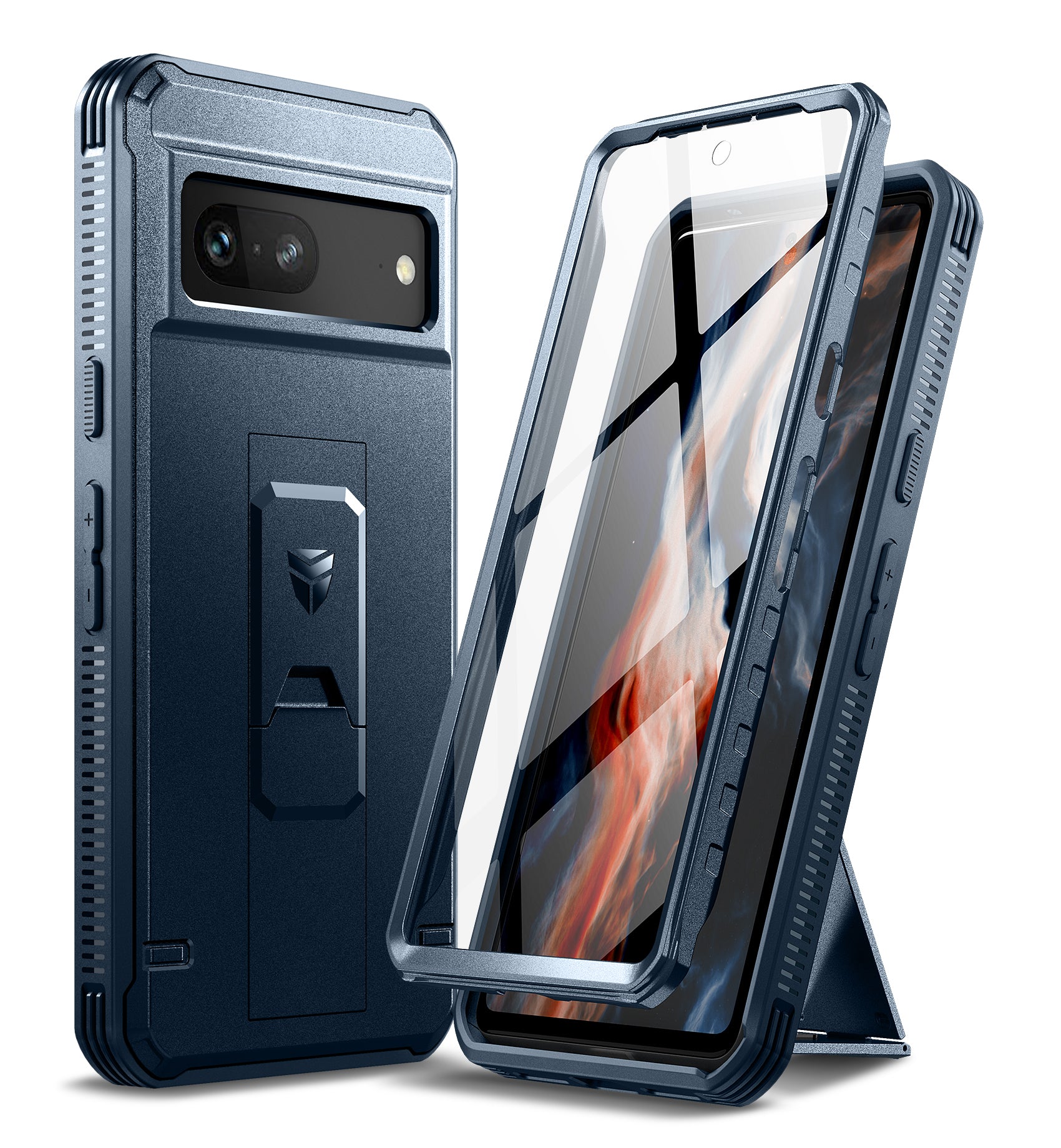 Dexnor Case for Google Pixel 7 With Screen Protector Full Body Bumper Kickstand Heavy-duty Shockproof Rugged Military Grade Cover.