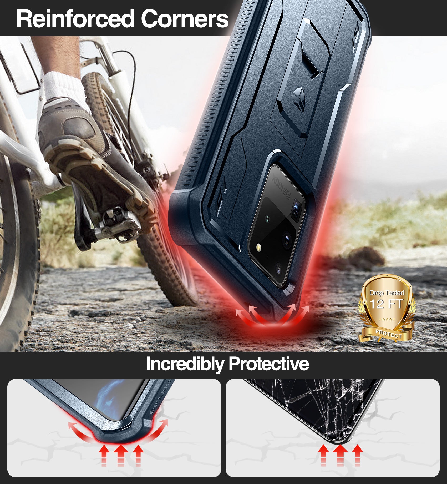 Dexnor Case for Samsung Galaxy S20 Ultra With Single Screen Protector Full Body Bumper Kickstand Heavy-duty Shockproof Rugged Cover.